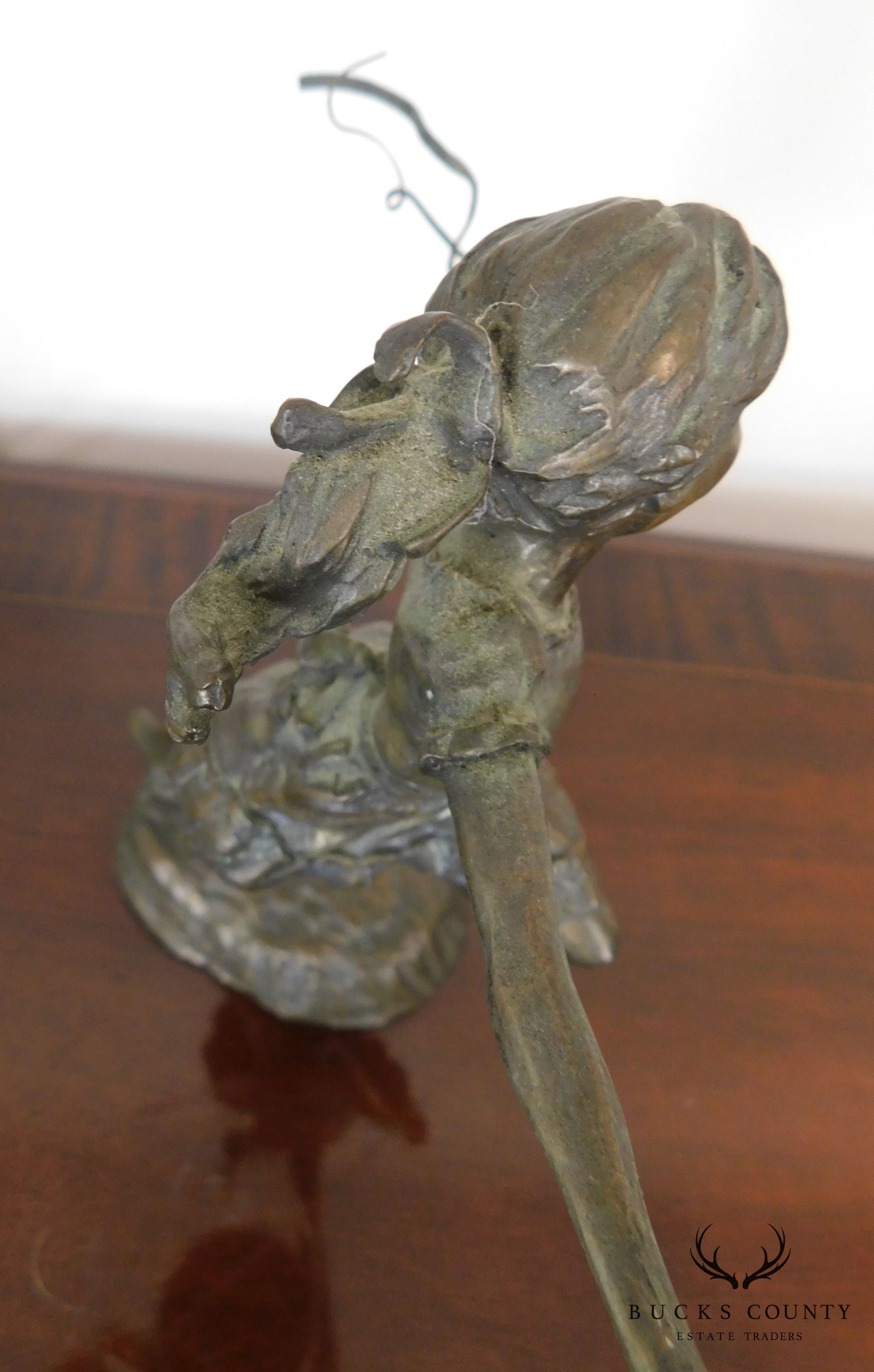 Mark Hopekins Signed "Kids Play" Pair Patinated Bronze Figurines