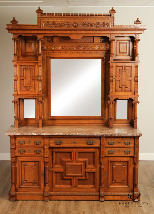 Daniel Pabst Attributed Antique Aesthetic Movement Large Walnut Sideboard