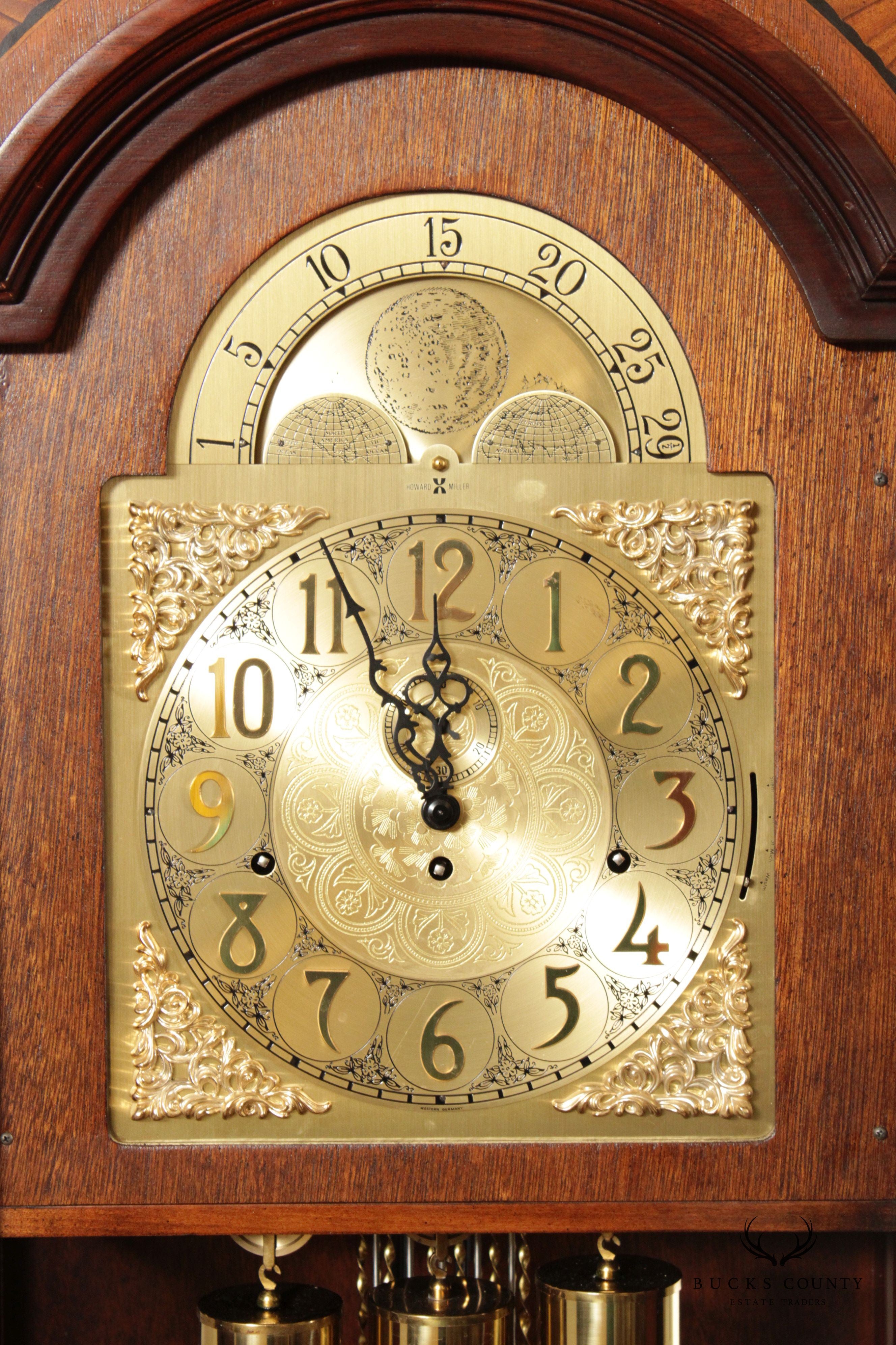 Howard Miller Federal Style Mahogany Inlaid Grandfather Clock