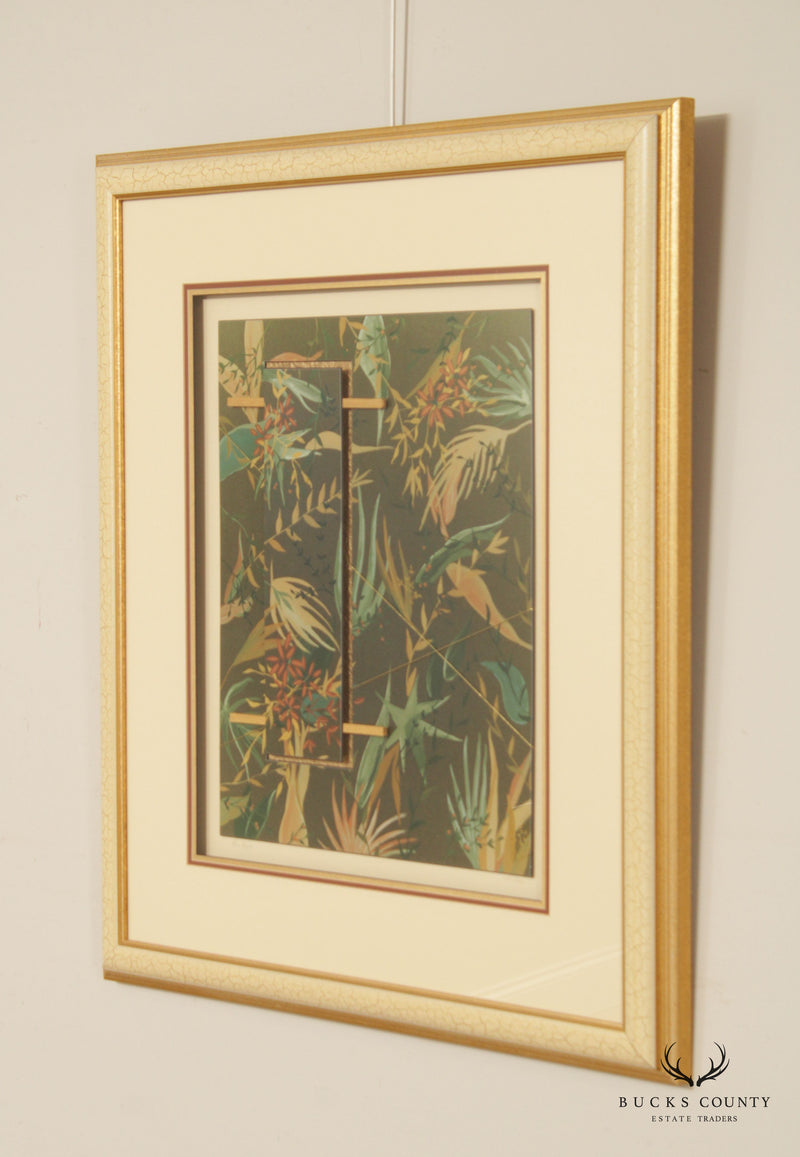 Vintage 'Rain Forest' Mixed Media Collage, Signed 'P. Fitch'