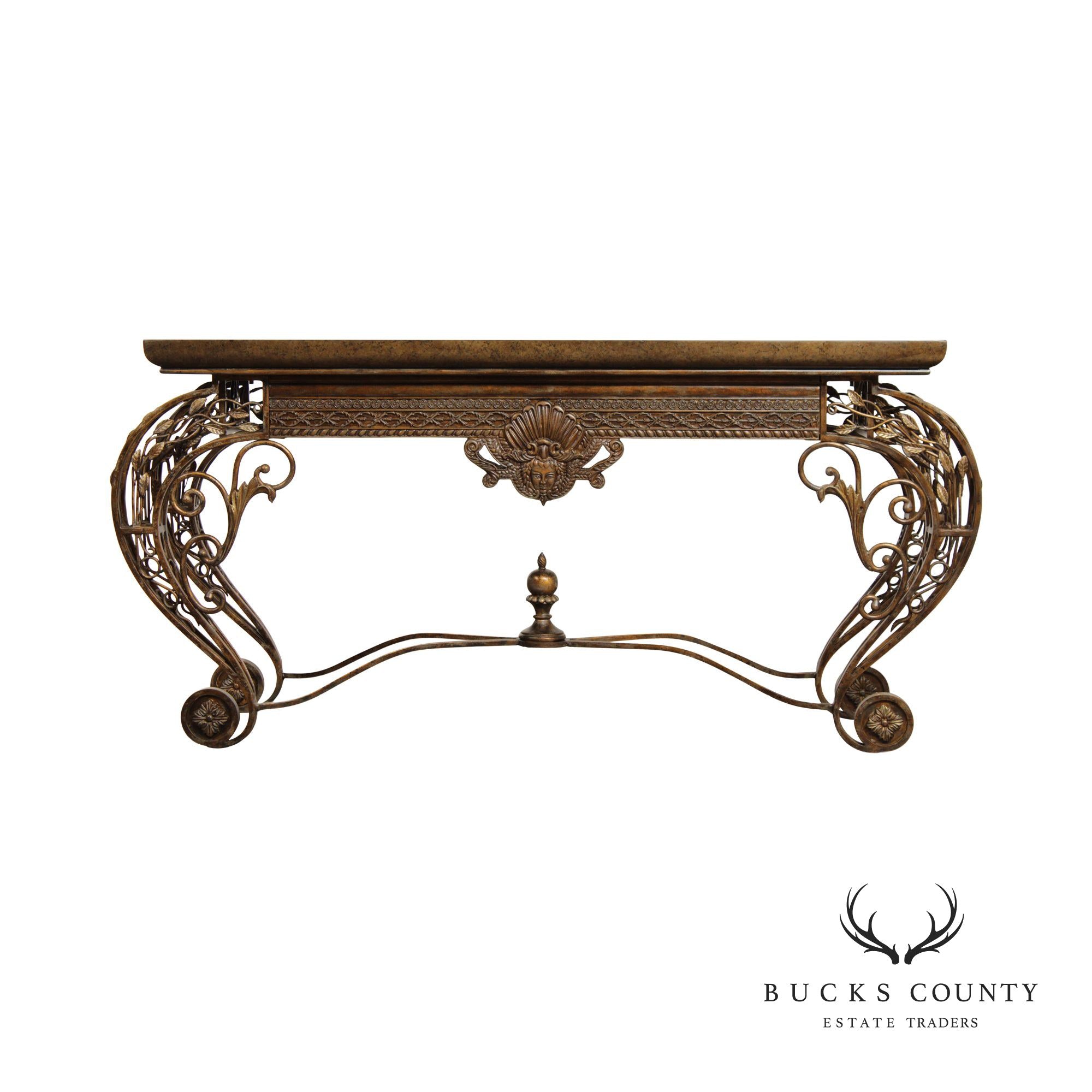 French Louis XV Style Wrought Iron Console Table