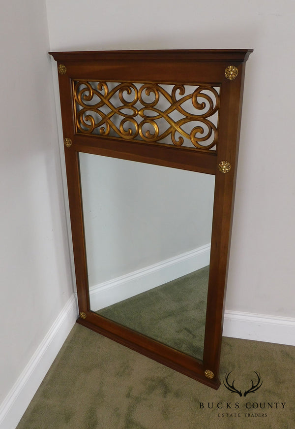 Regency Style Partial Gilt Reticulated Panel Trumeau Mirror by Union National