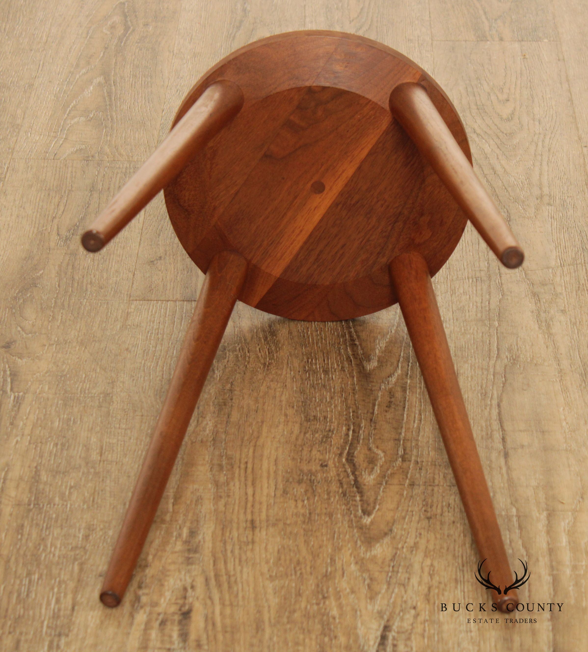 Mid Century Modern Marble Top Walnut Plant Stand or Side Table