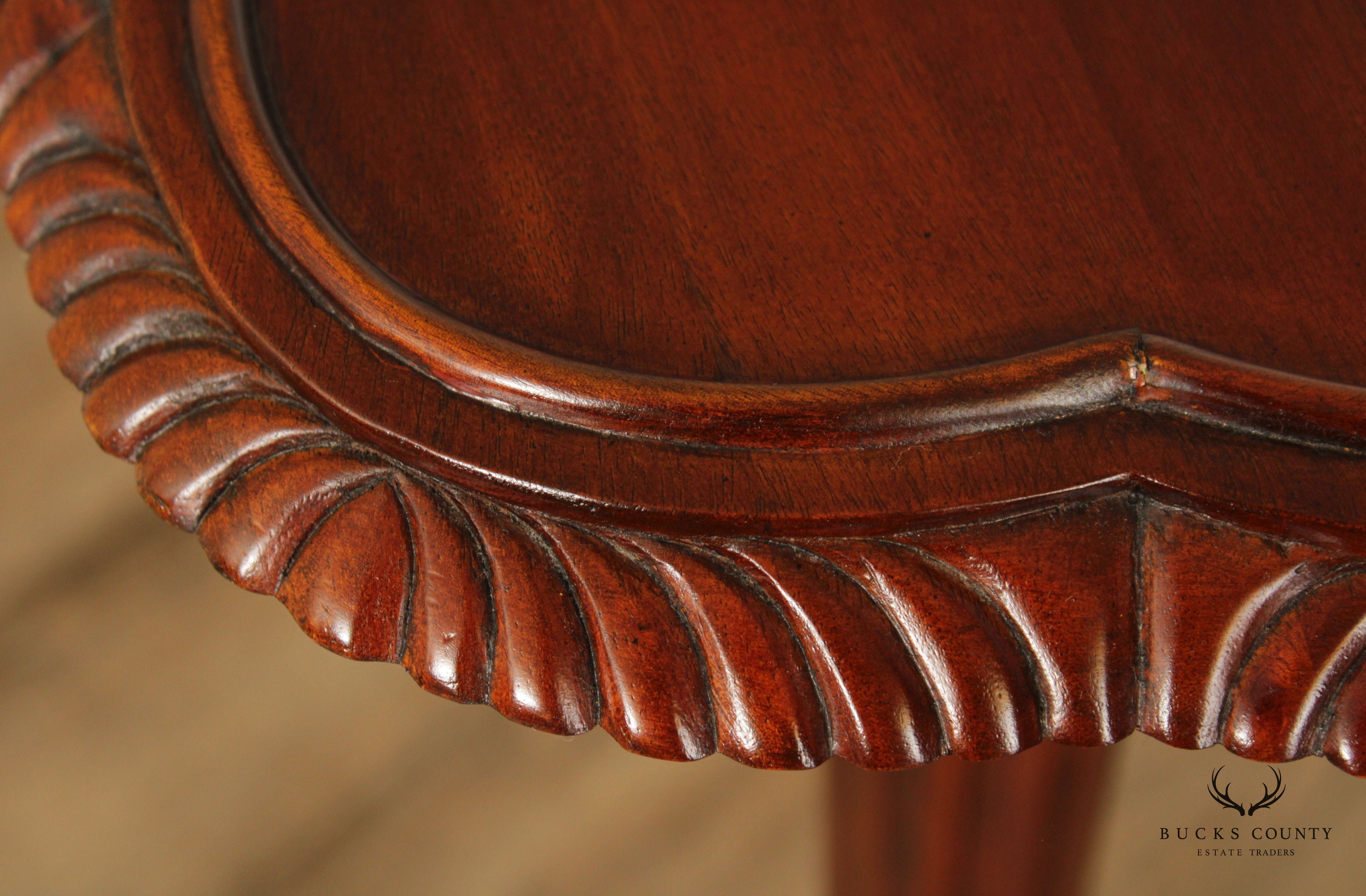 Maitland Smith Carved Mahogany Pedestal Plant Stand