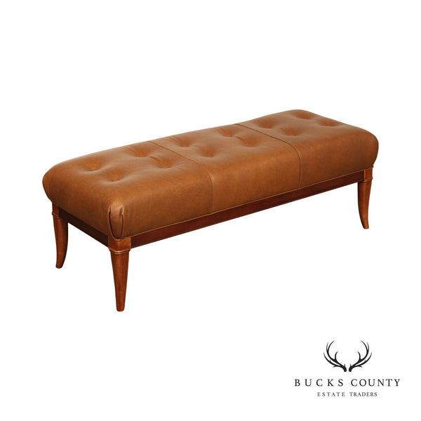 Brown Tufted Leather Window Bench