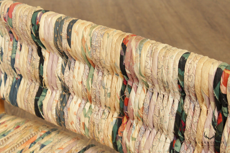 Antique Children's Rustic Hand Woven Fabric Settee