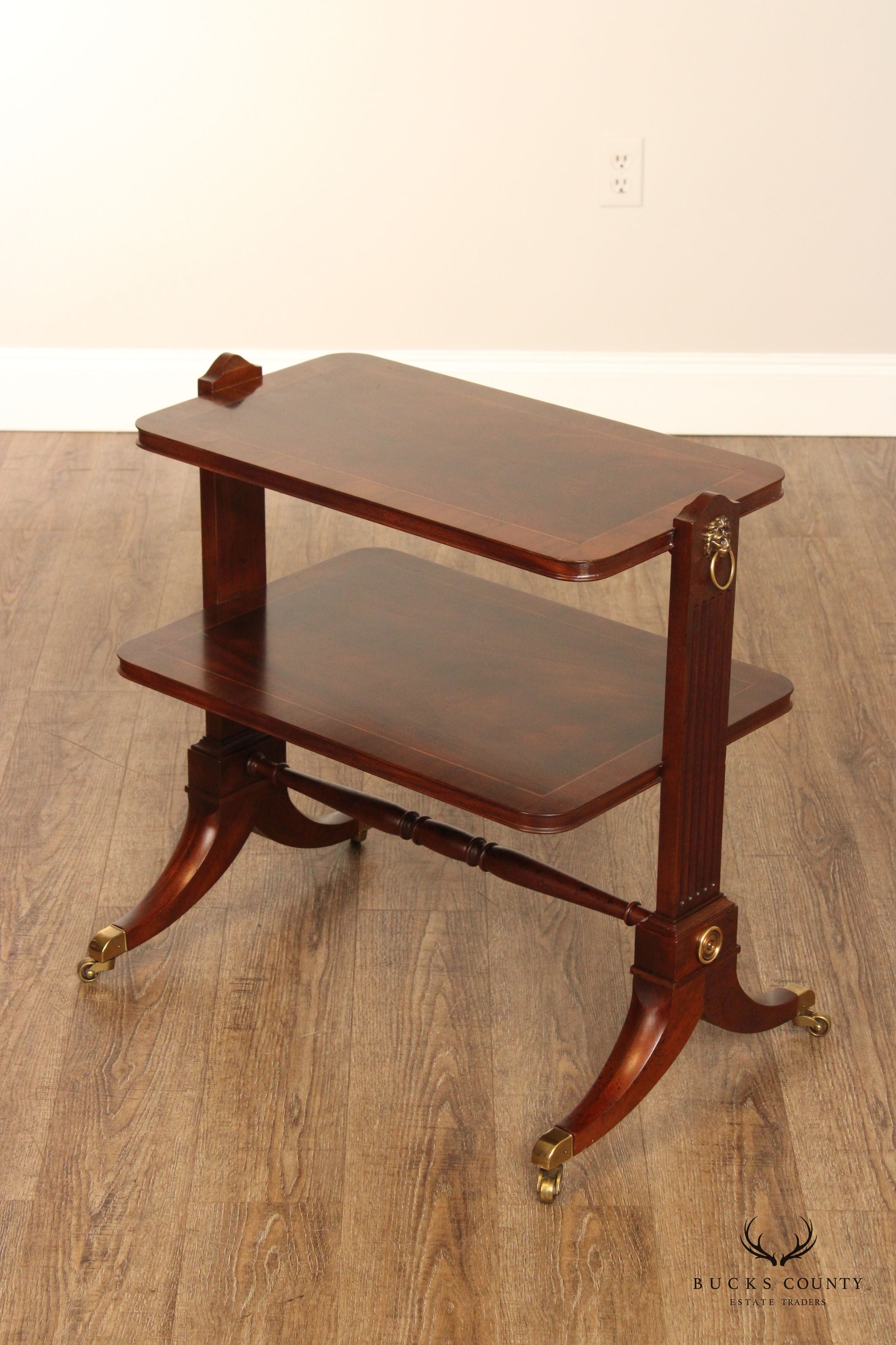 Baker Furniture English Regency Style Pair of Mahogany Side Tables