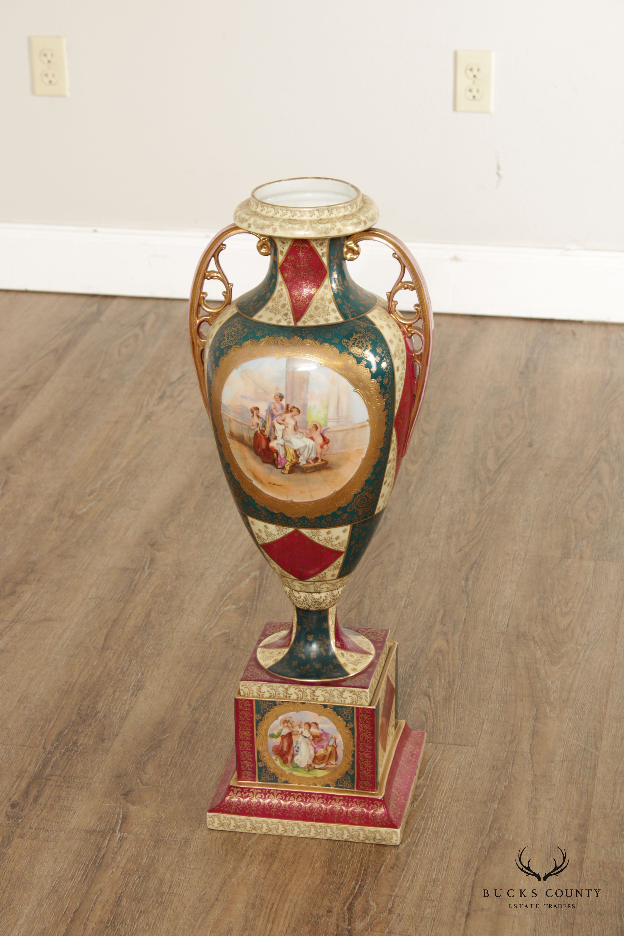 Antique Royal Vienna Hand-Painted Porcelain Urn