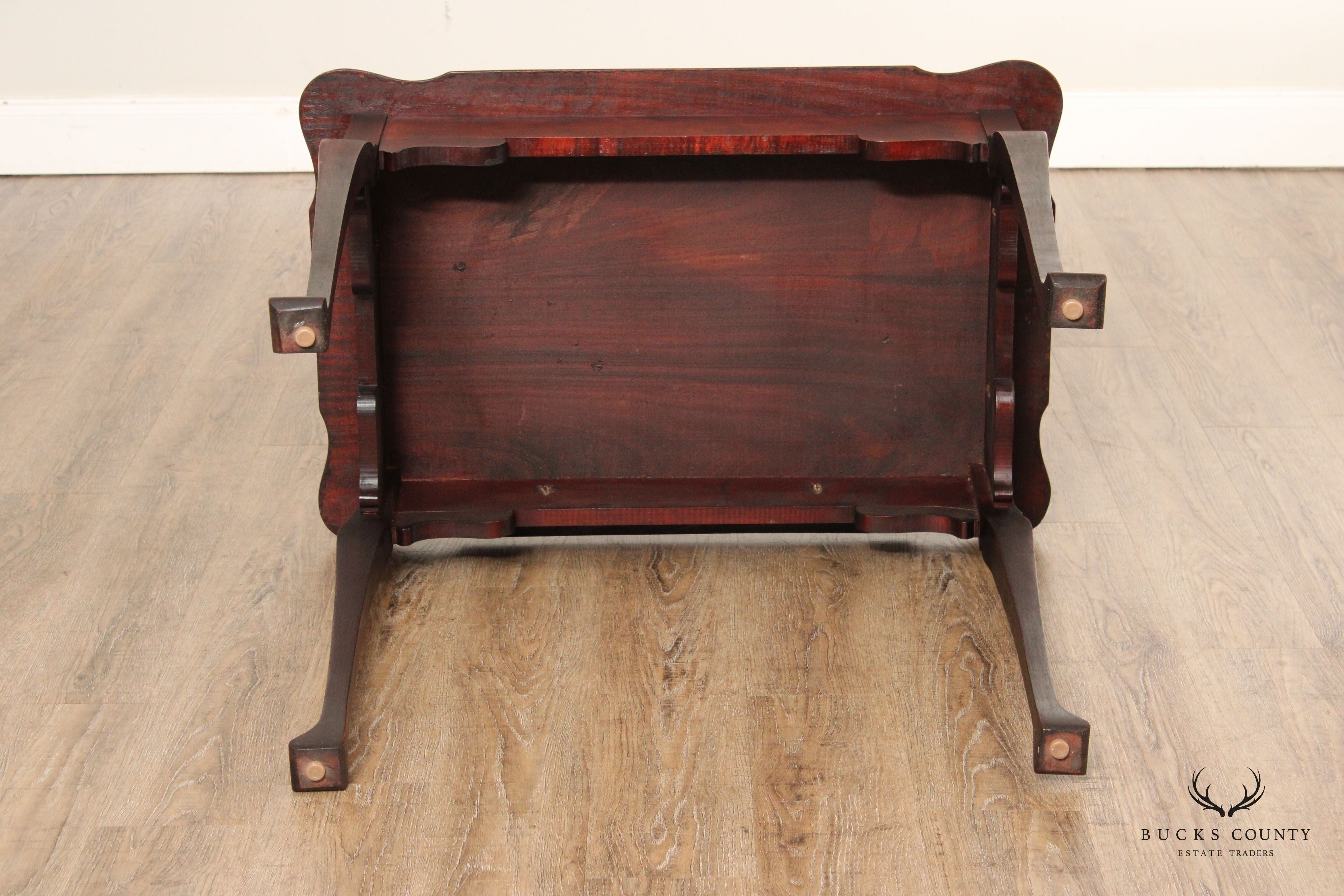 Queen Anne Style Marquetry Inlaid Side Tea Table