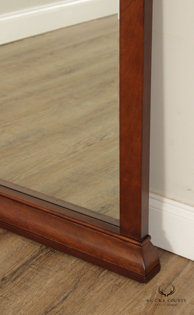 Transitional Solid Cherry Wood Beveled Wall Mirror