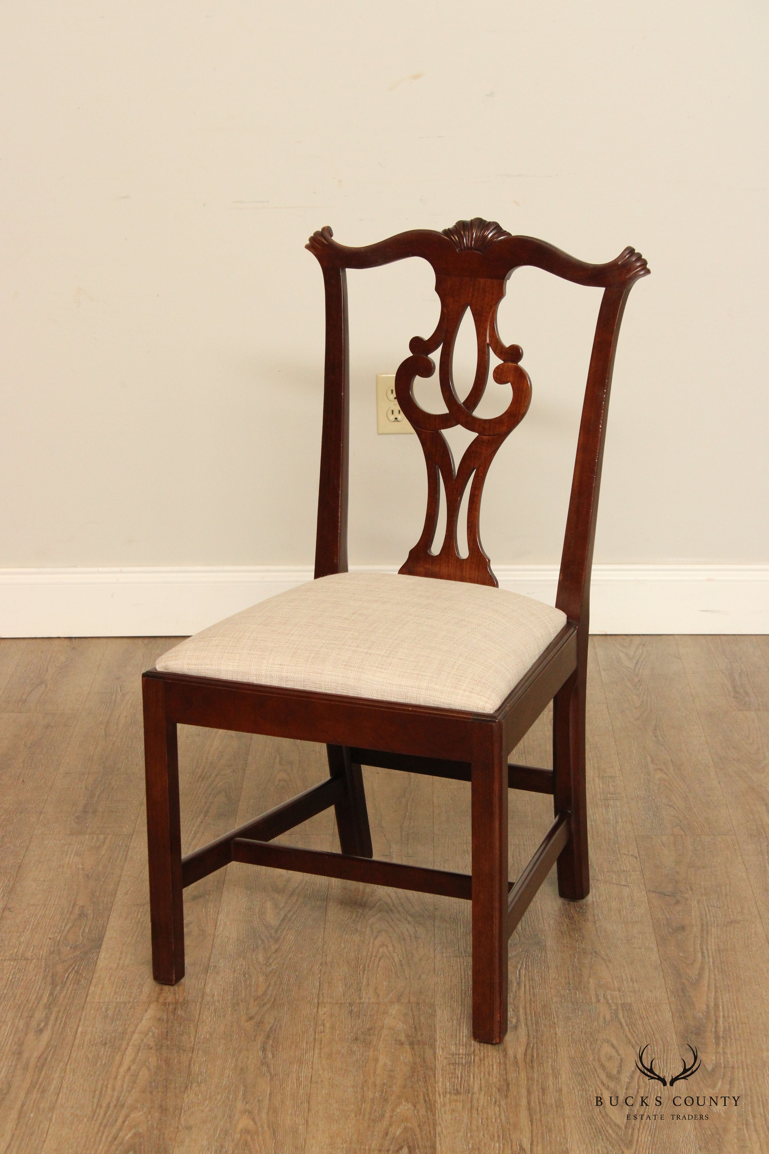 Stickley Chippendale Carved Cherry Set Six Dining Chairs