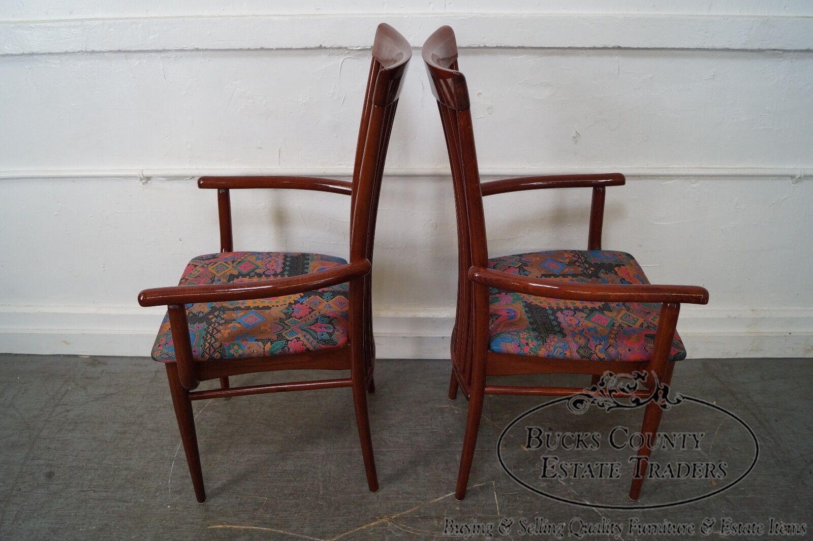 Mid Century Set of 4 Italian Spindle Back Dining Chairs