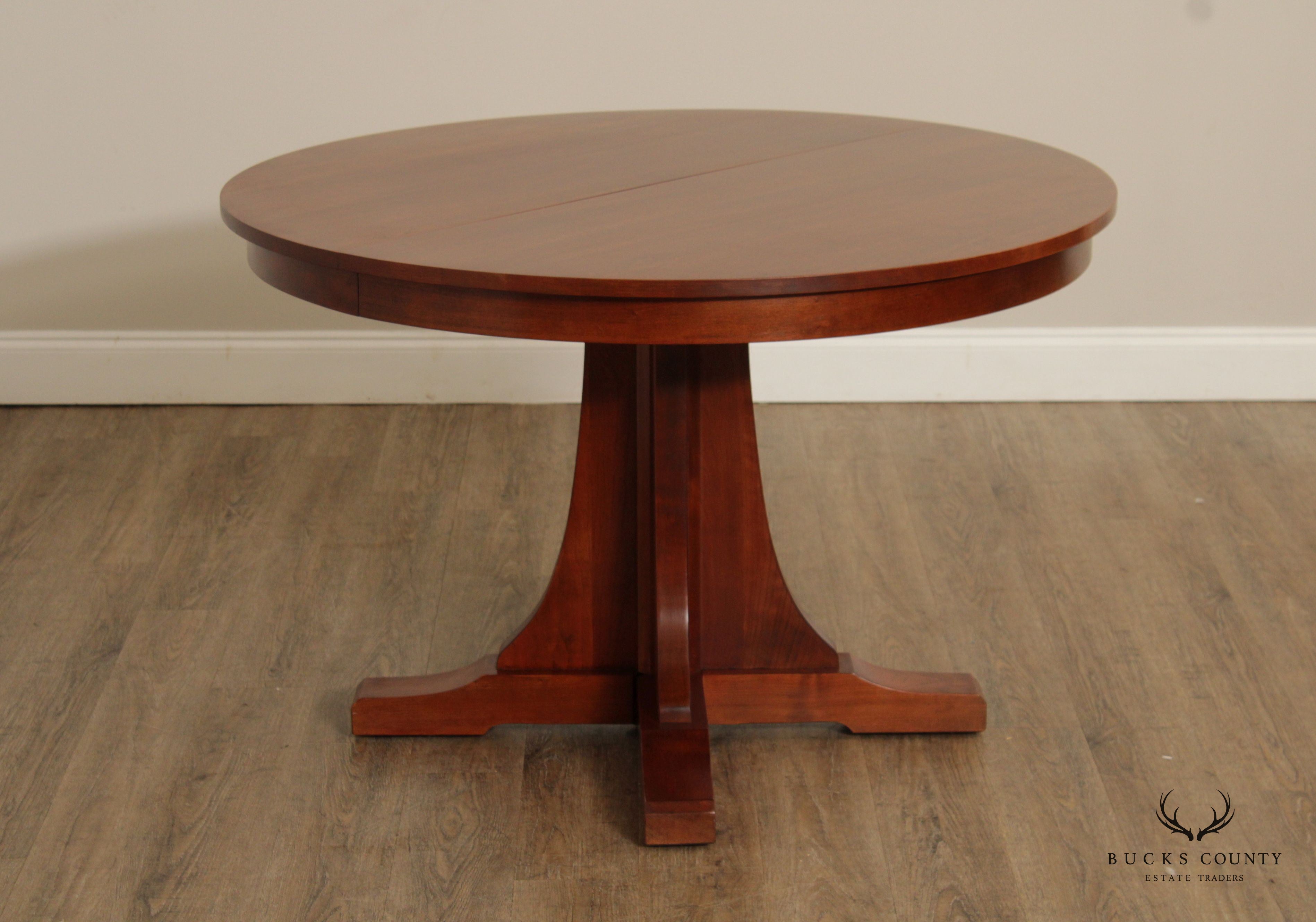 `Stickley Mission Collection Round Cherry Extendable Dining Table