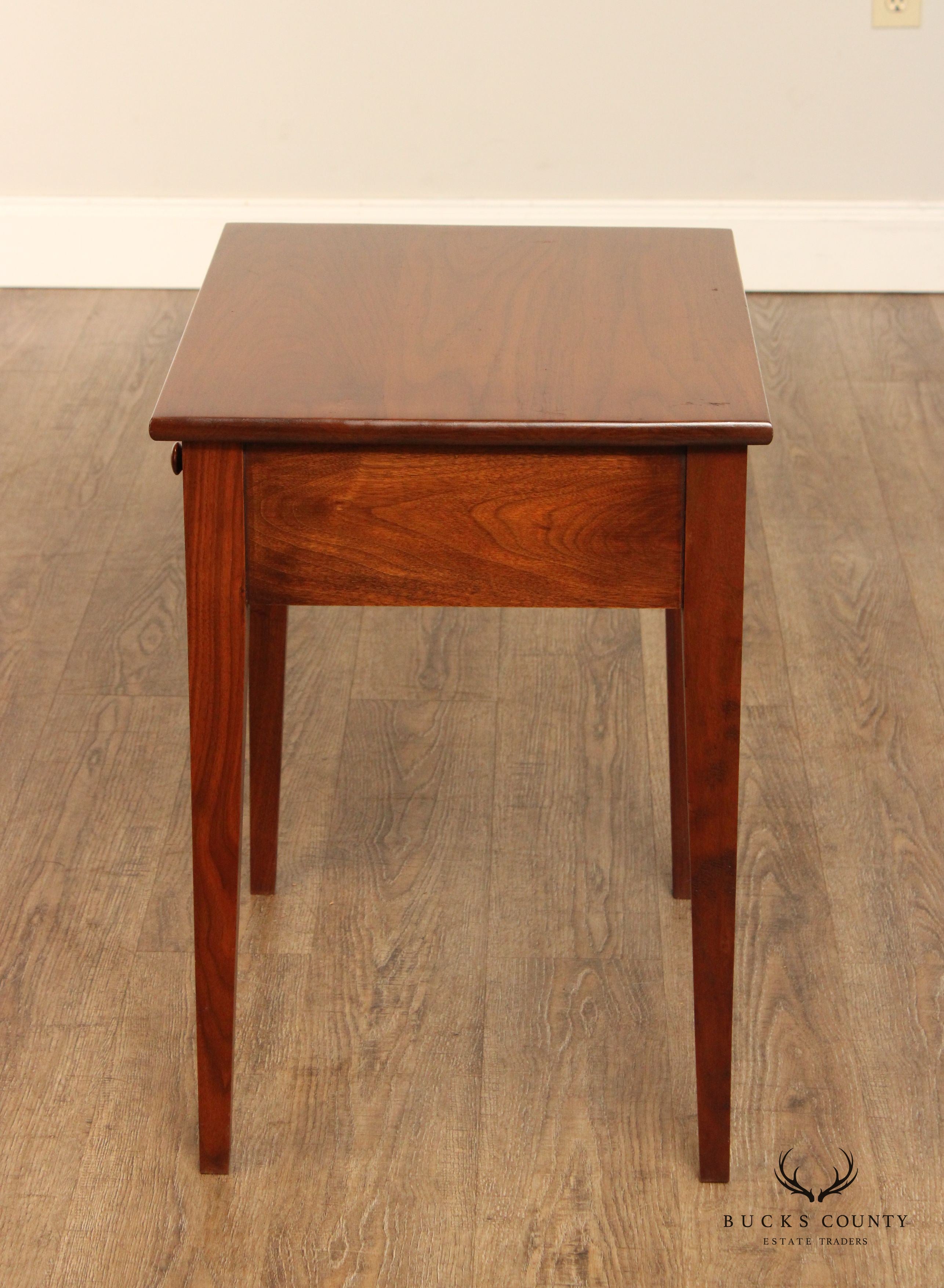 Shaker Style Custom Crafted Walnut Single Drawer Side Table