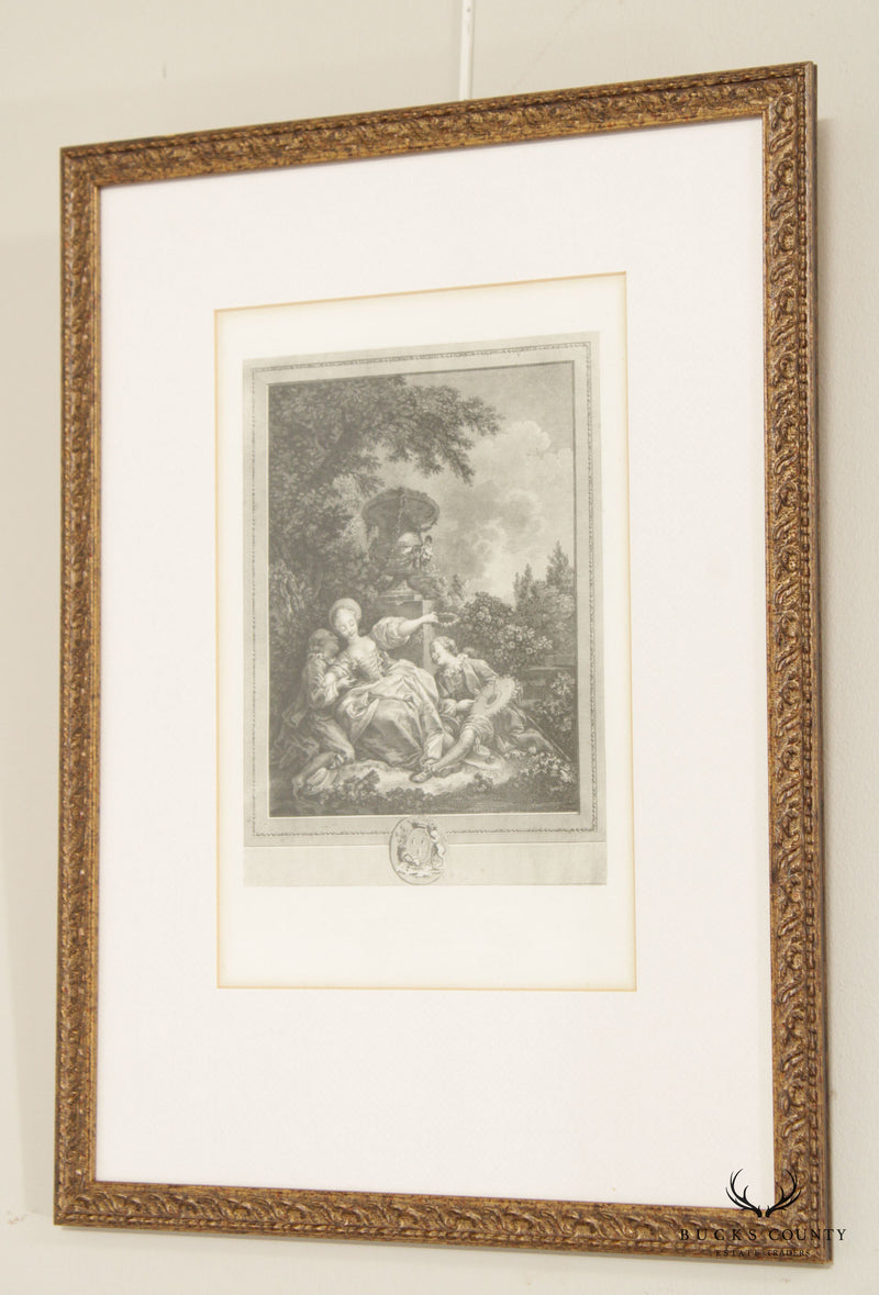 Antique Set 18th French Engravings After Baudouin, Moreau the Younger and Fragonard,  Custom Framed