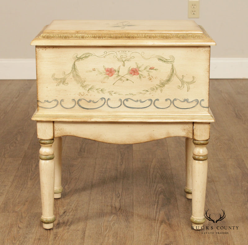 Venetian Style Hand Paint Decorated Lidded Chest on Stand