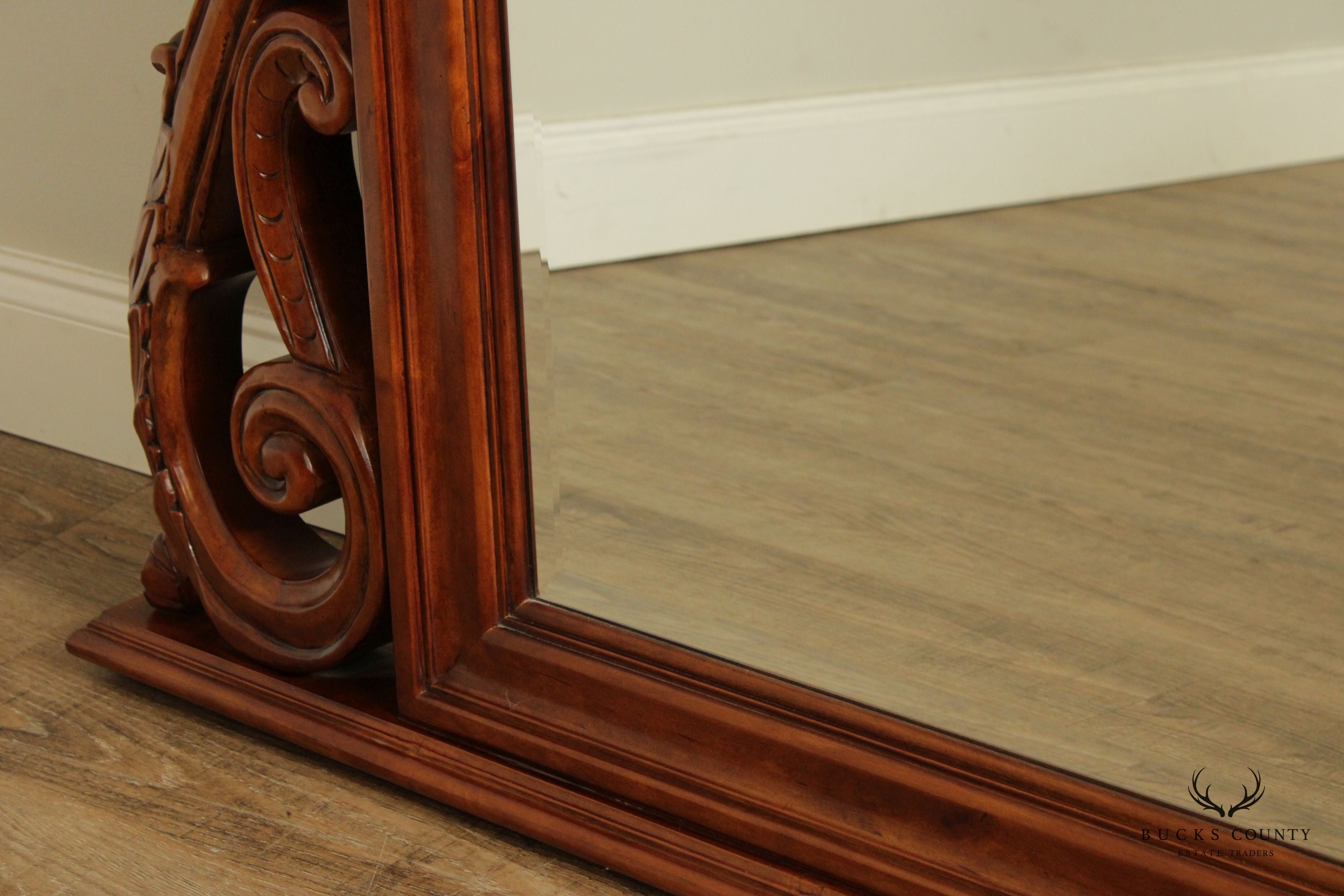 Victorian Style Carved Frame Large Over Mantel Mirror