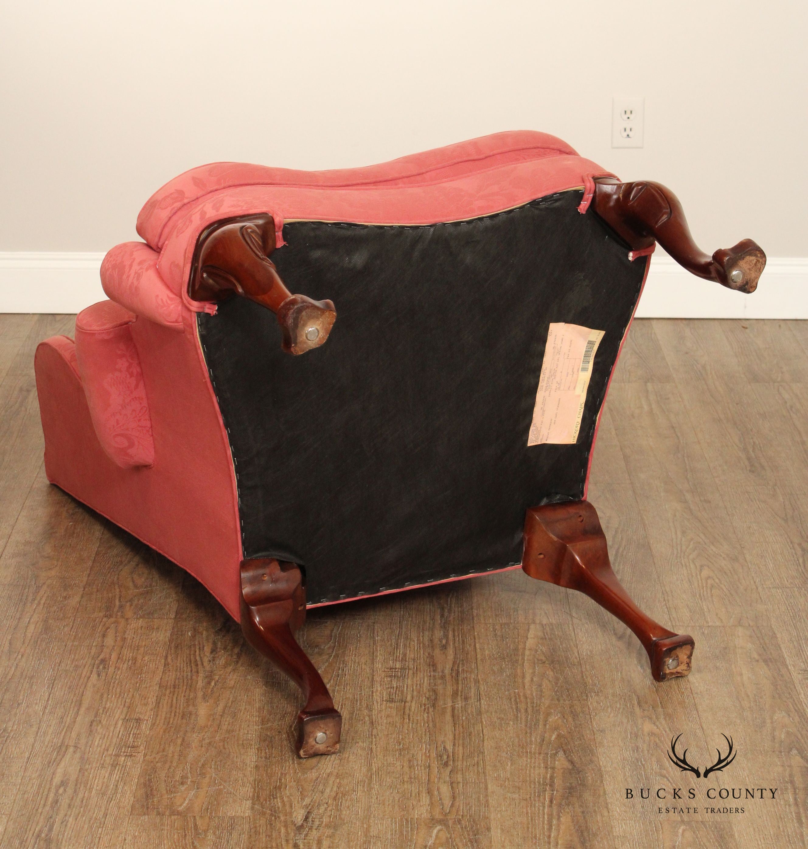 Hickory Chair Queen Anne Style Mahogany Wingback Armchair