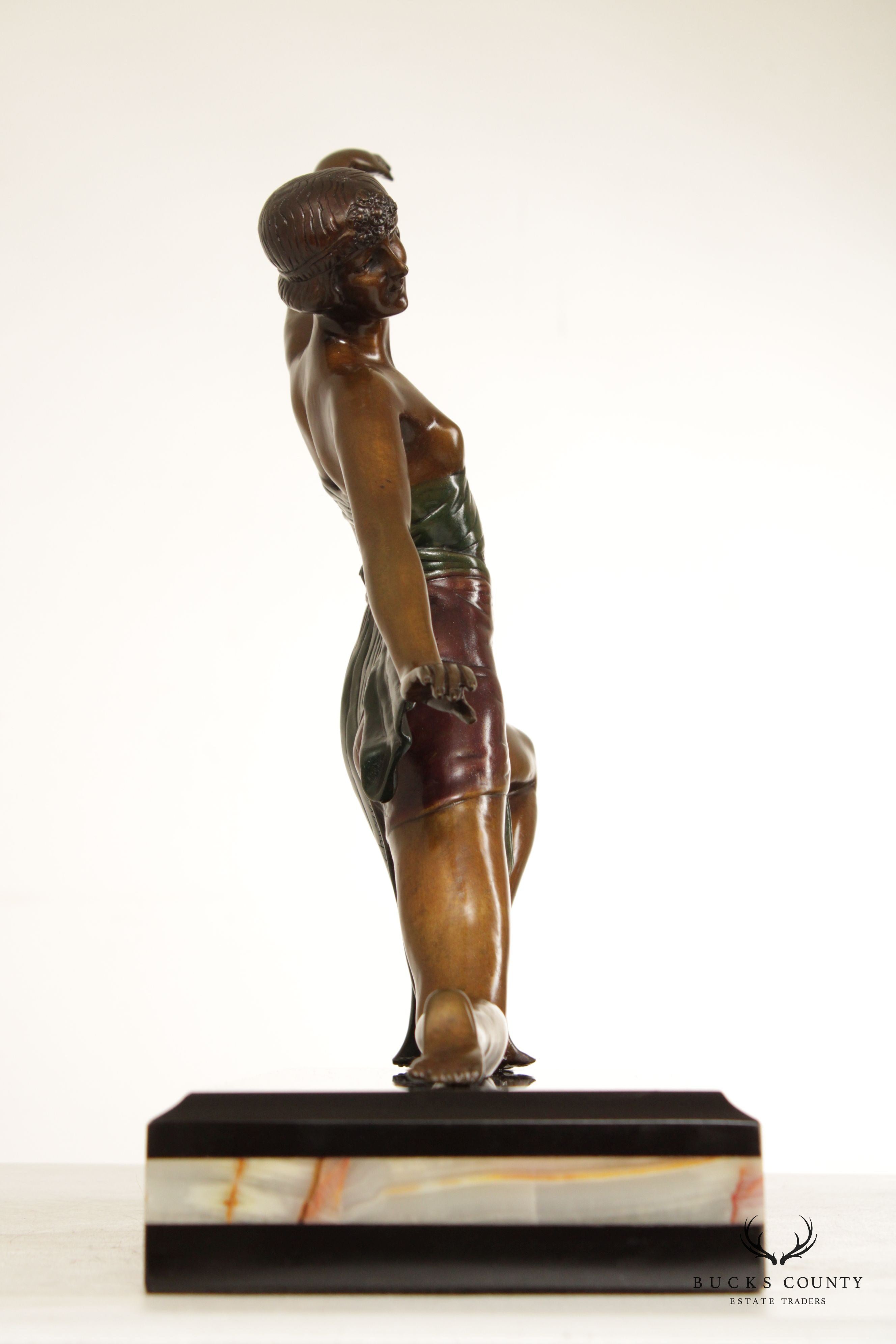 Art Deco Kneeling Dance Bronze Sculpture, After Demétre Chiparus