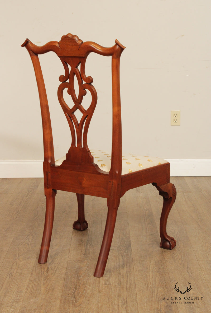 Irion Company Chippendale Style Custom Crafted Pair of Mahogany Side Dining Chairs