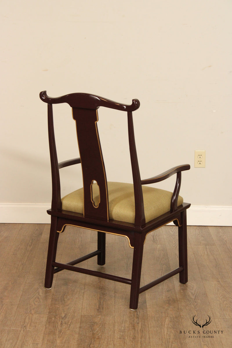 Traditional Asian Style Yoke Back Dining Armchair
