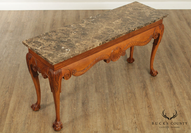 Georgian Style Ball & Claw Marble Top Console Table