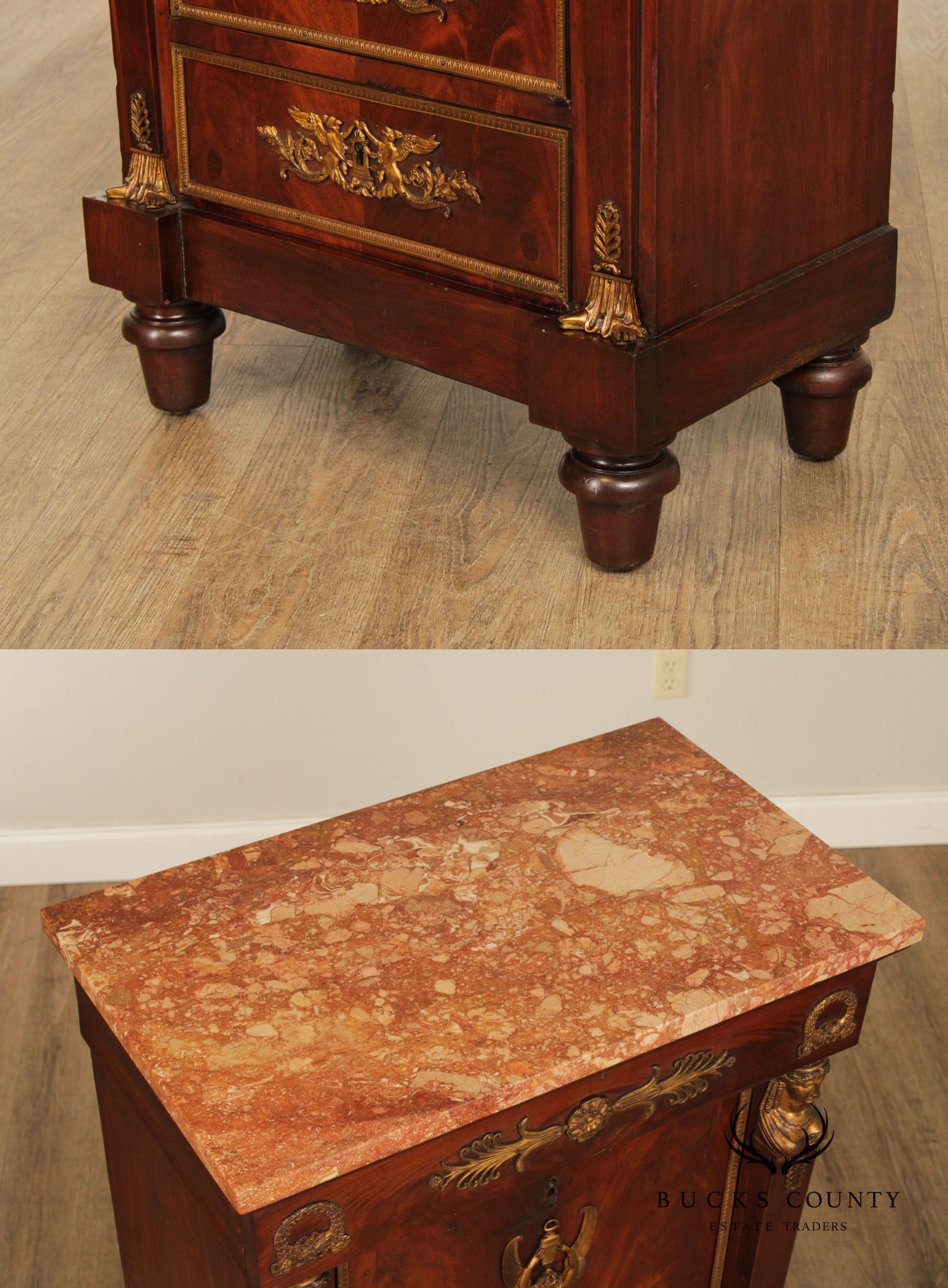 French Empire Style Gilt Bronze Mounted Mahogany Secretaire a Abattant