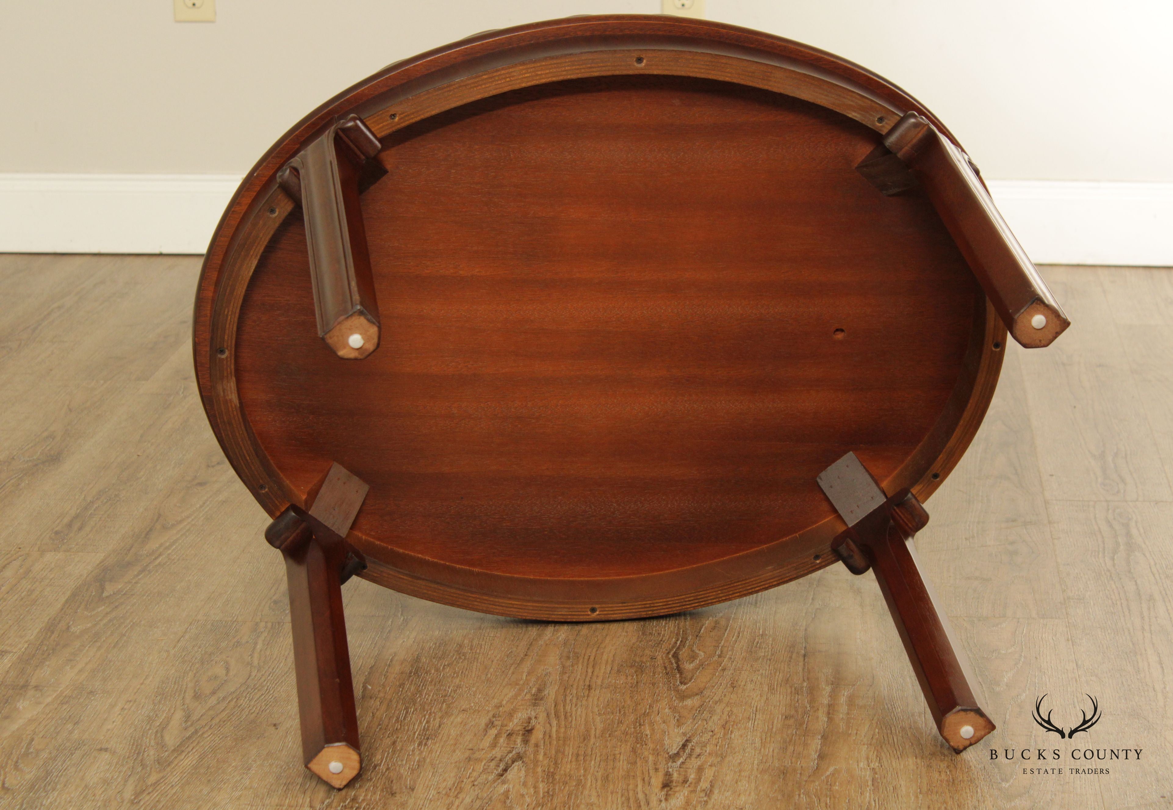 Chippendale Style Oval Inlaid Mahogany Coffee Table