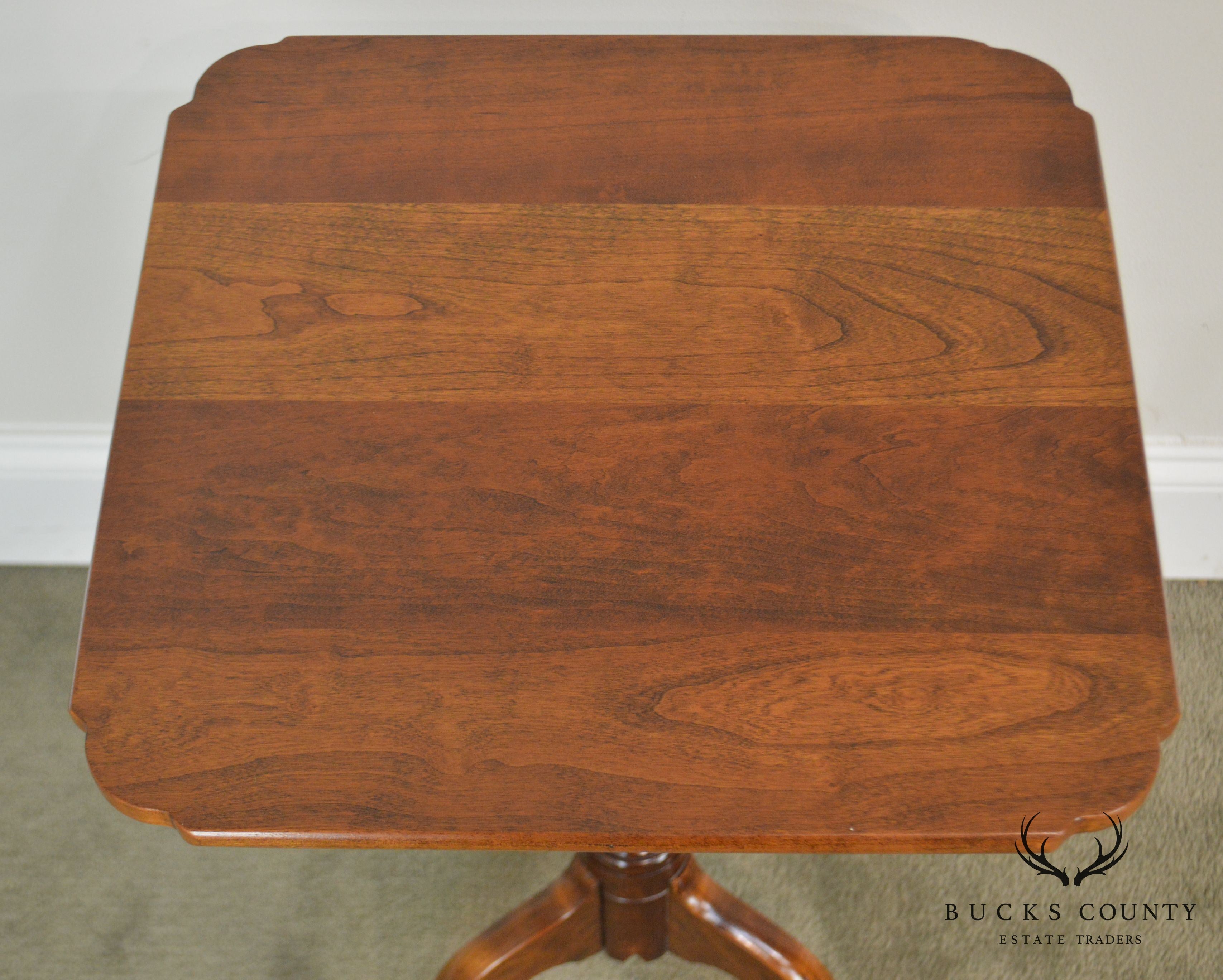 Bartley Collection "The Henry Ford Museum" Solid Cherry Snake Foot Pedestal Side Table