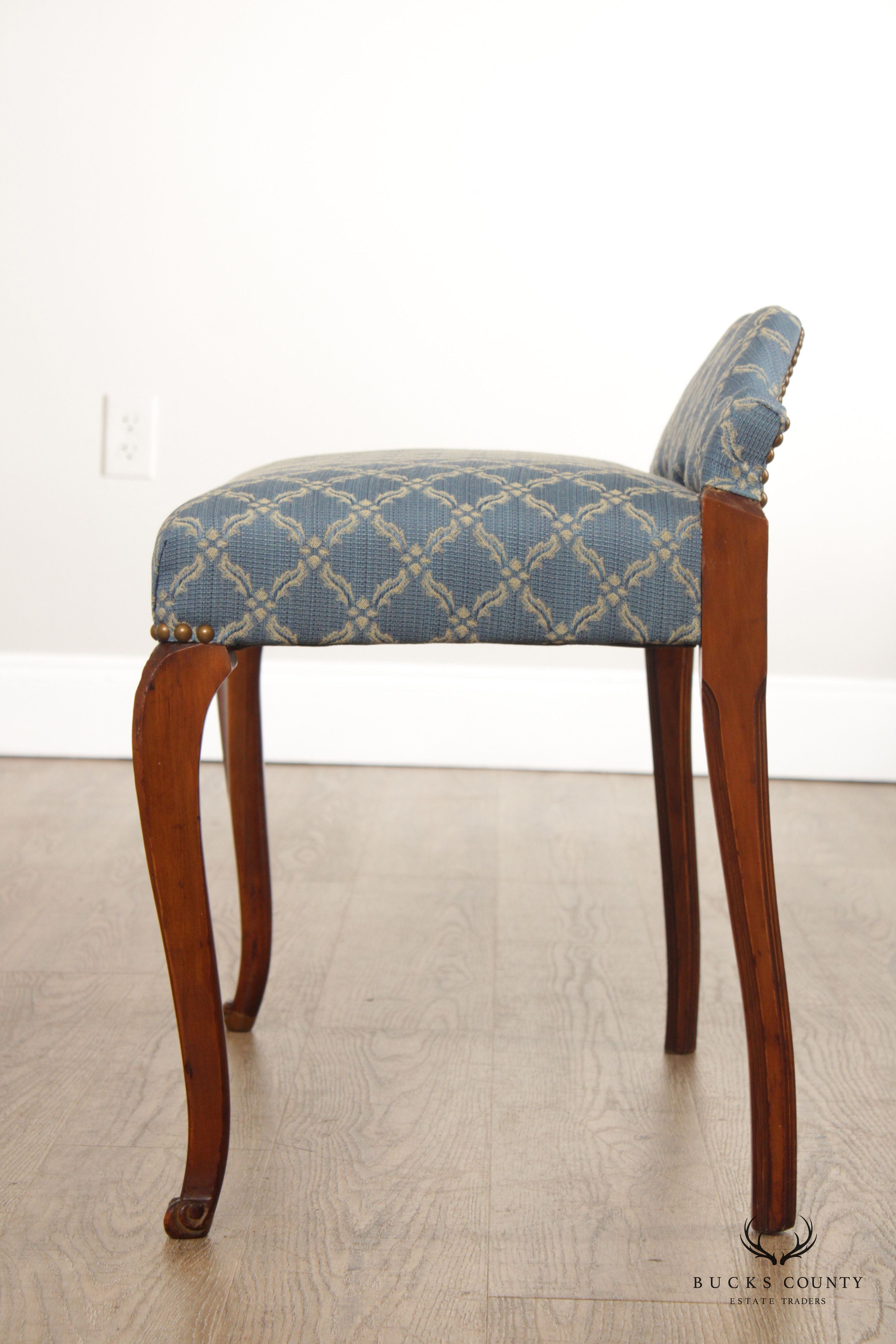 1930's French Louis XV Style Custom Upholstered Vanity Stool