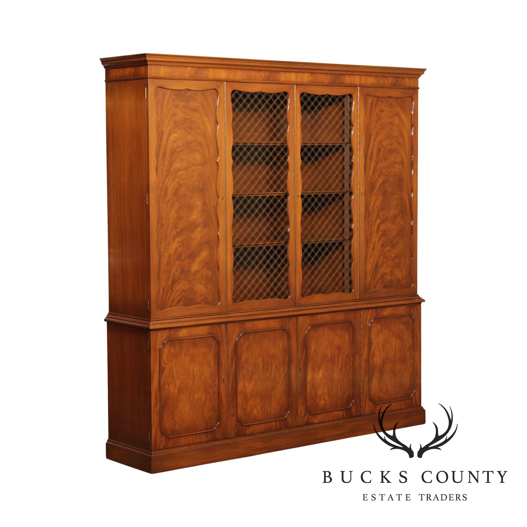 Regency Style Vintage Custom Quality Mahogany Breakfront Bookcase