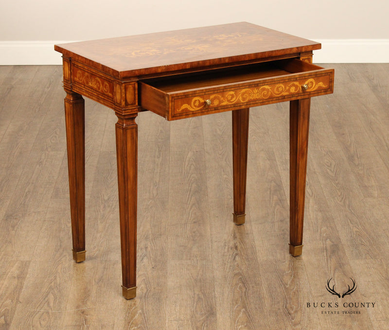 Maitland Smith Italian Neoclassical Style Marquetry Inlaid Mahogany Console or Side Table