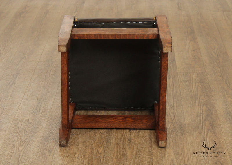Antique Mission Oak and Leather Footstool