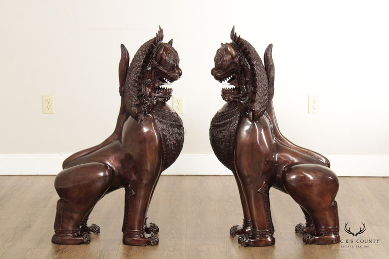 Quality Pair of Large Thai Foo Dog Bronze Statues