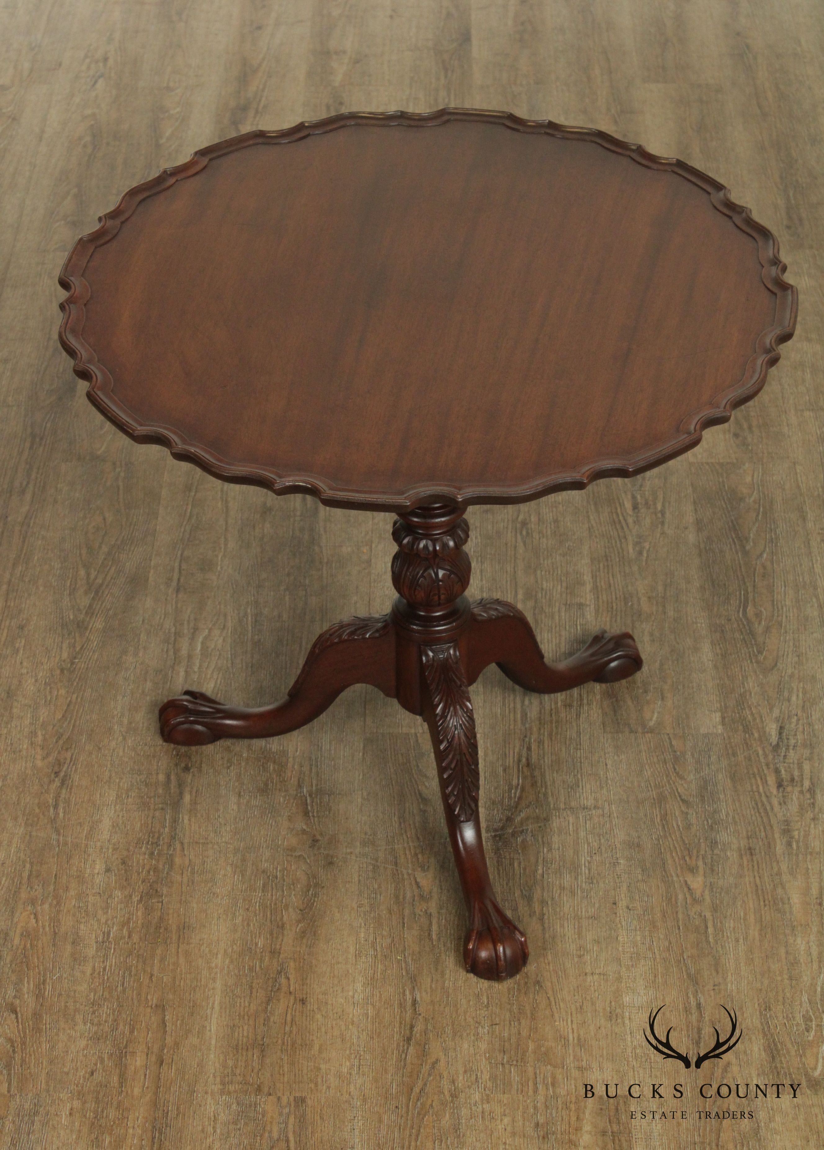 Chippendale Style Vintage Custom Mahogany Tilt Top Pie Crust Table