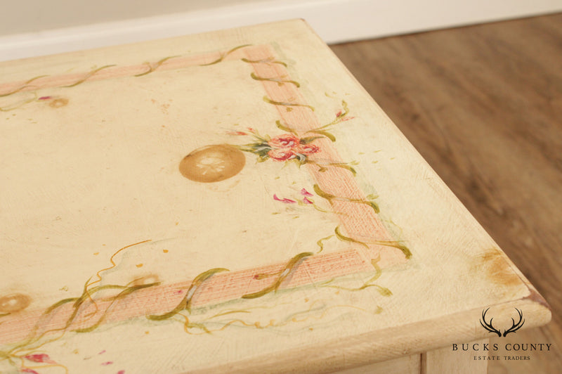 Mastercraft Floral Hand Painted Square Pine Side Table