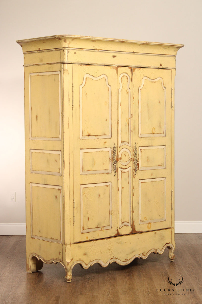 Habersham French Provincial Style Distress Painted Armoire