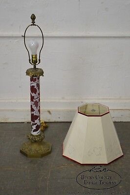 Vintage Frosted Glass Brass Base French Column Lamp