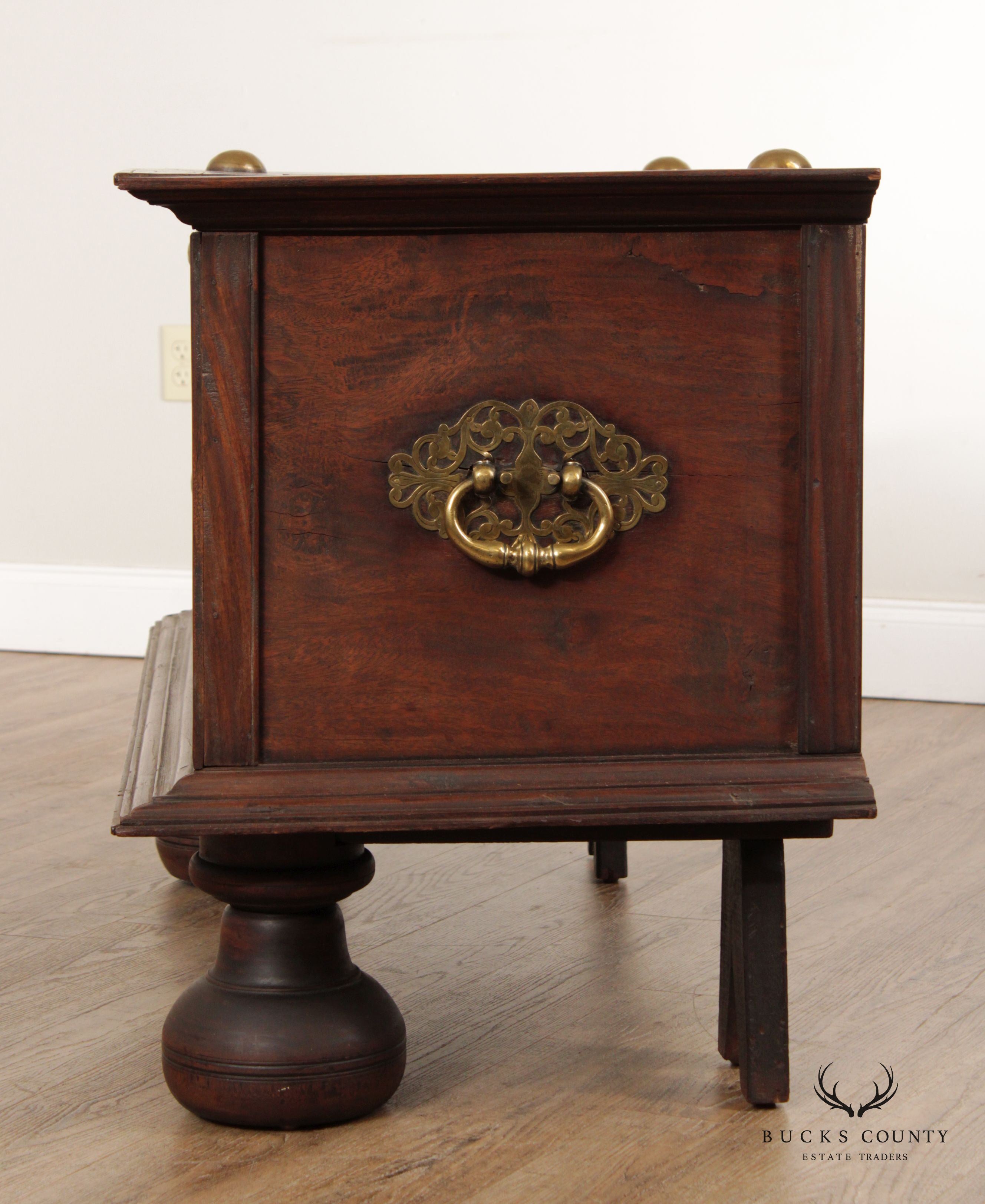 18th Century Continental Brass Mounted Hardwood Blanket Chest