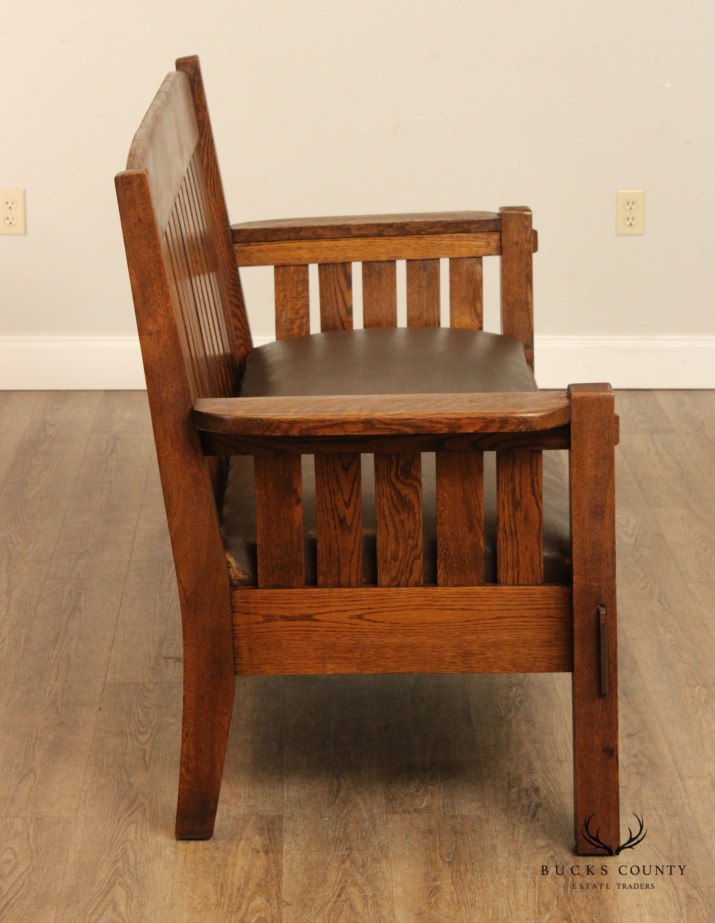 Harden Antique Mission Oak Slatted Settee