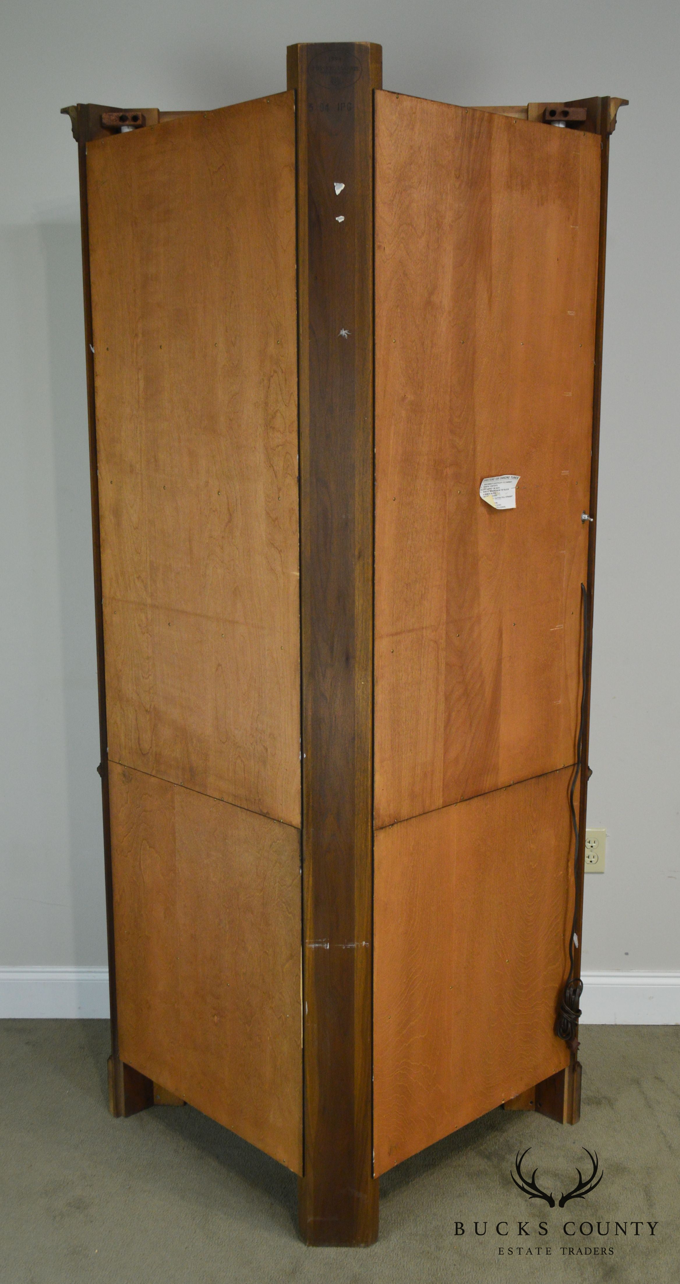 Henkel Harris Solid Walnut Large 12 Pane Corner Cabinet Circa 1994