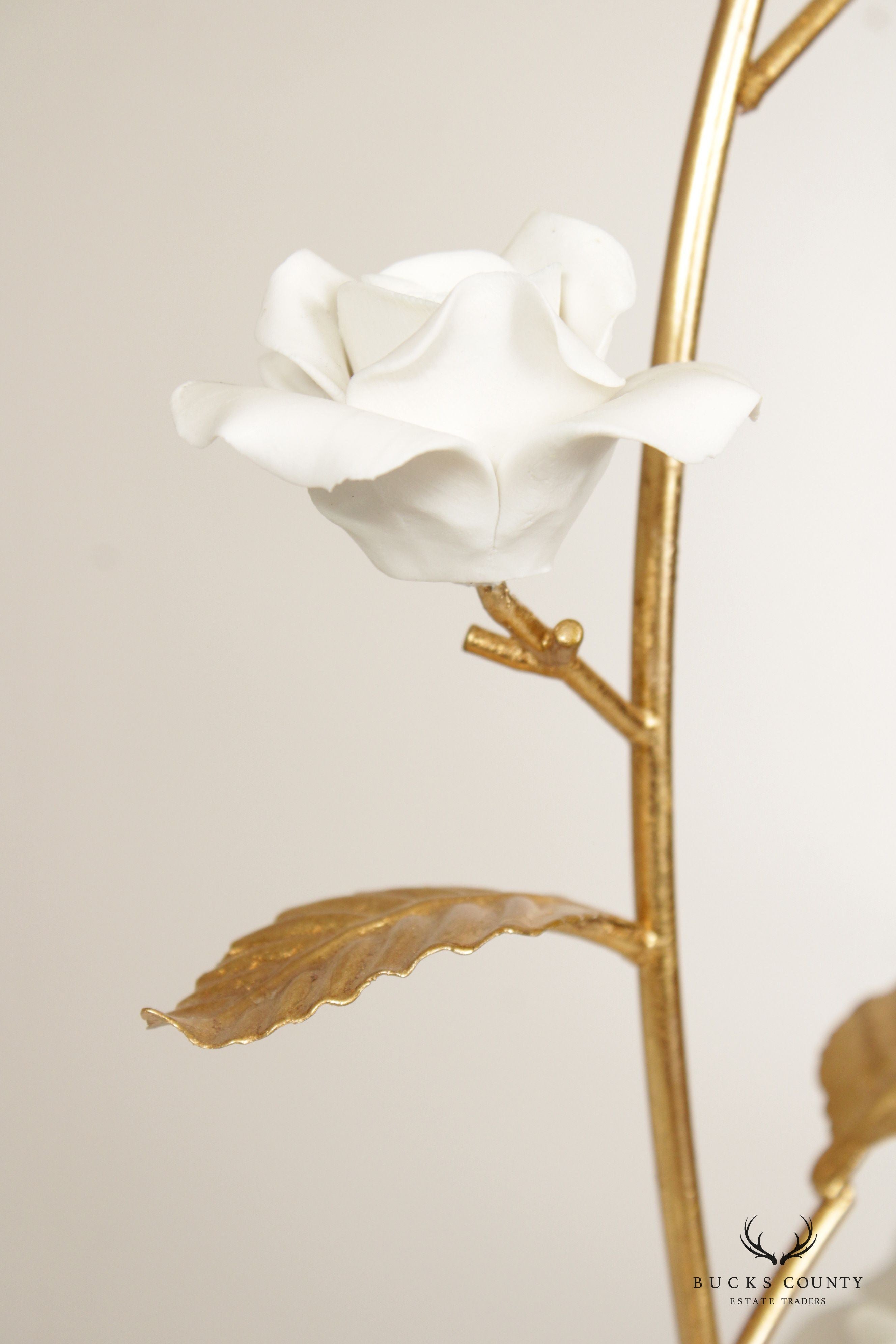 Chelsea House Contemporary Porcelain and Crystal Rose Sculpture