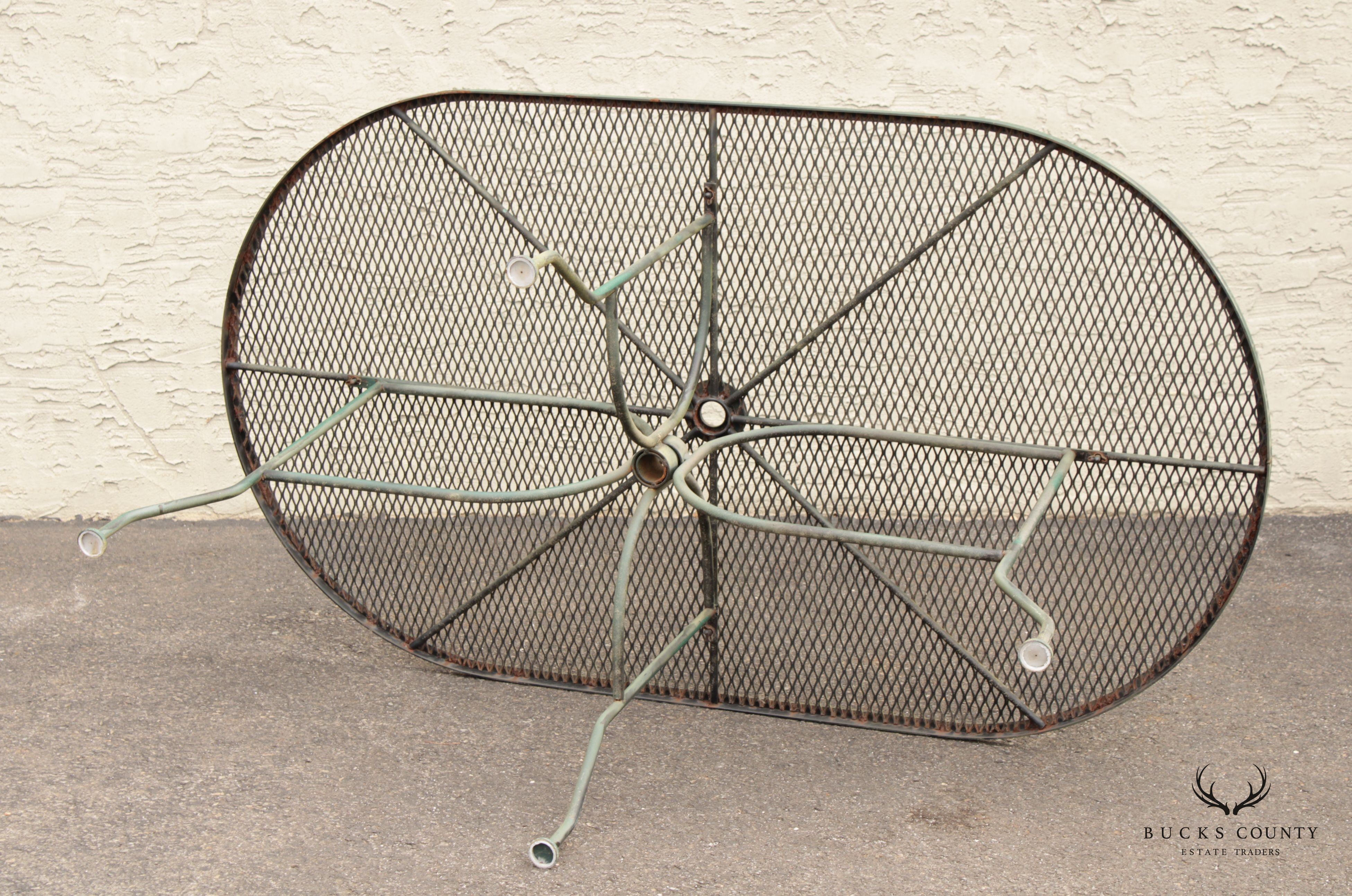 Mid Century Vintage Oval Wrought Iron Patio Garden Dining Table