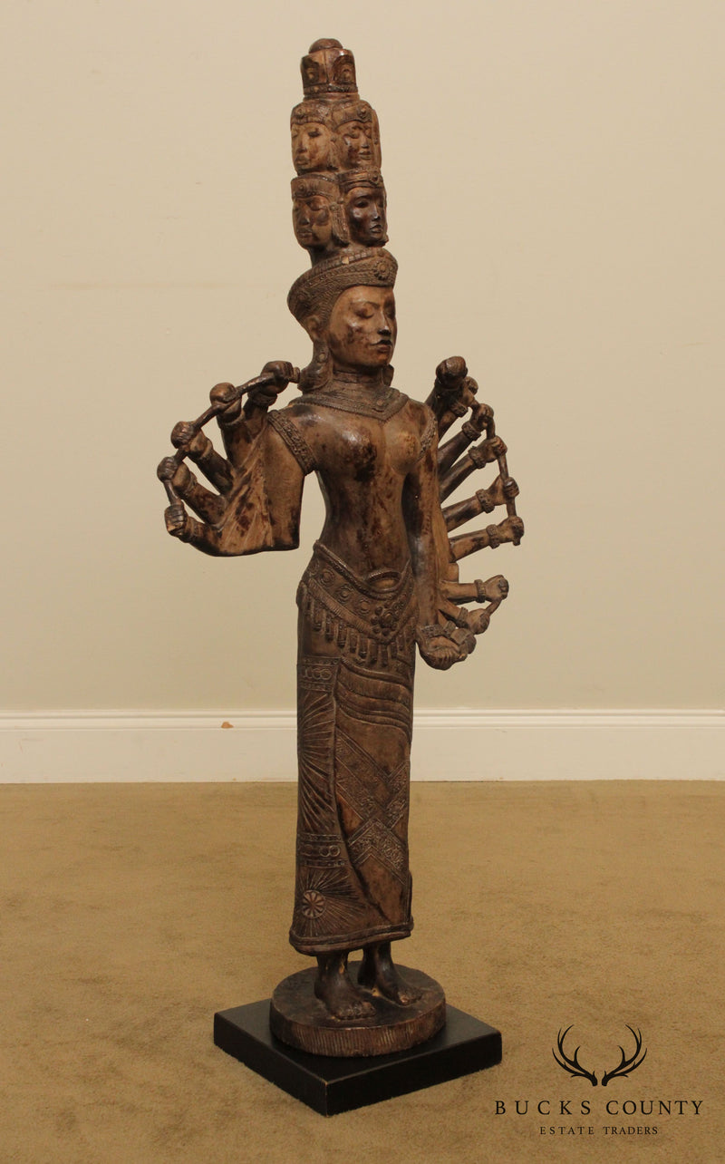Vintage Carved 48 inch Tall Buddhist Statue