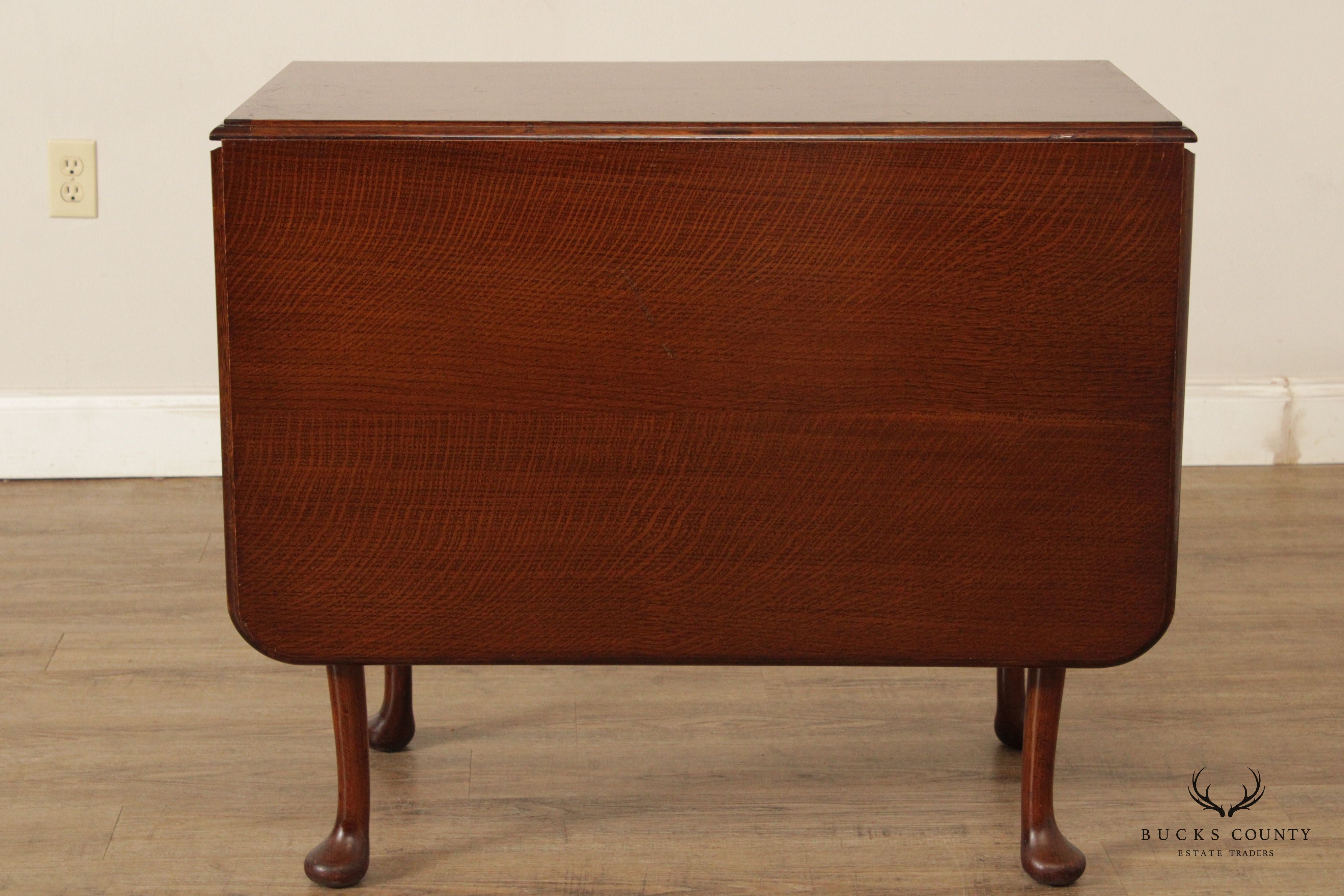 Sutcliffe of Todmorden Queen Anne Style English Oak Drop-Leaf Table