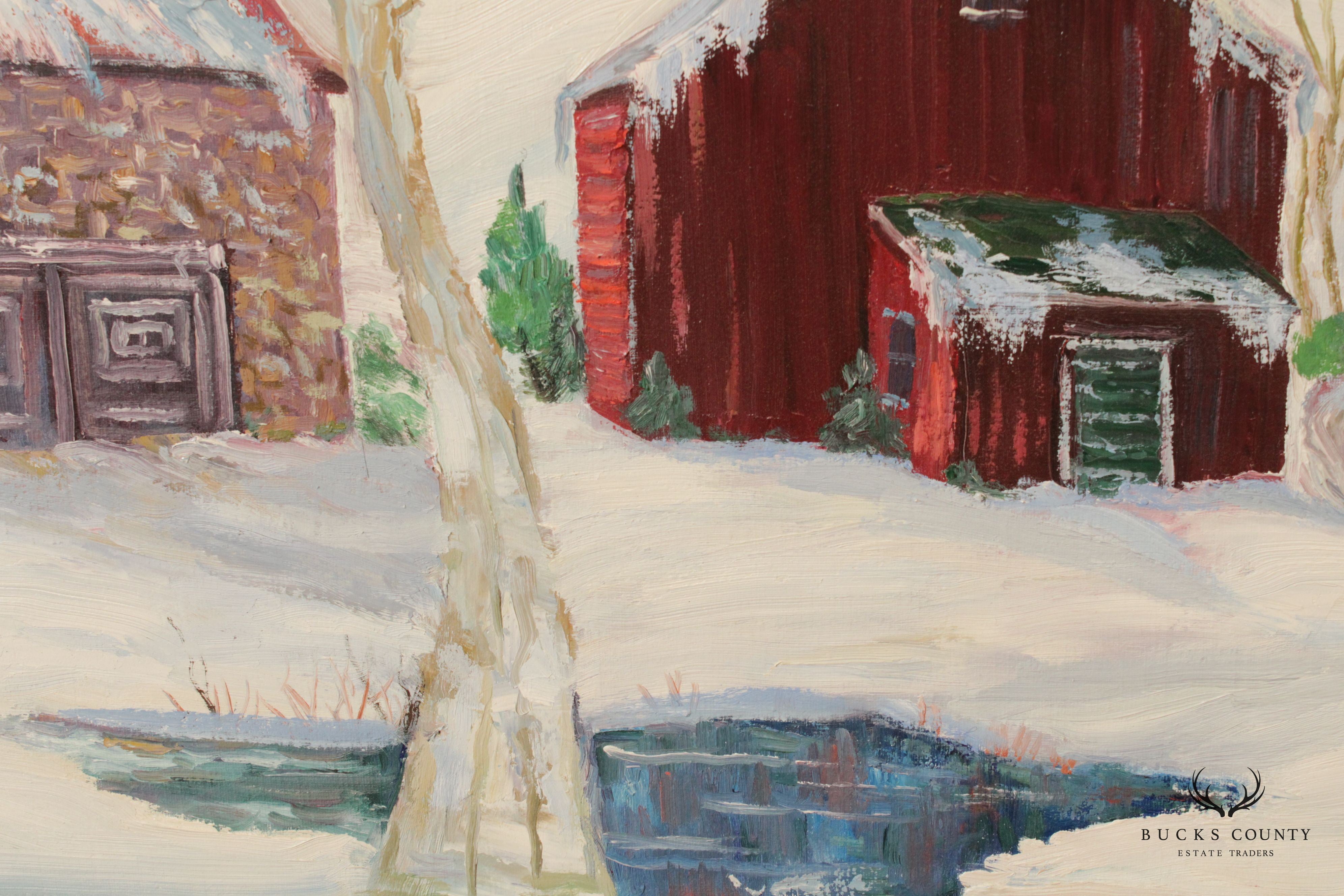 Ann Yost Whitesell Houses 'In the Pocono's' Winter Landscape Original Oil Painting