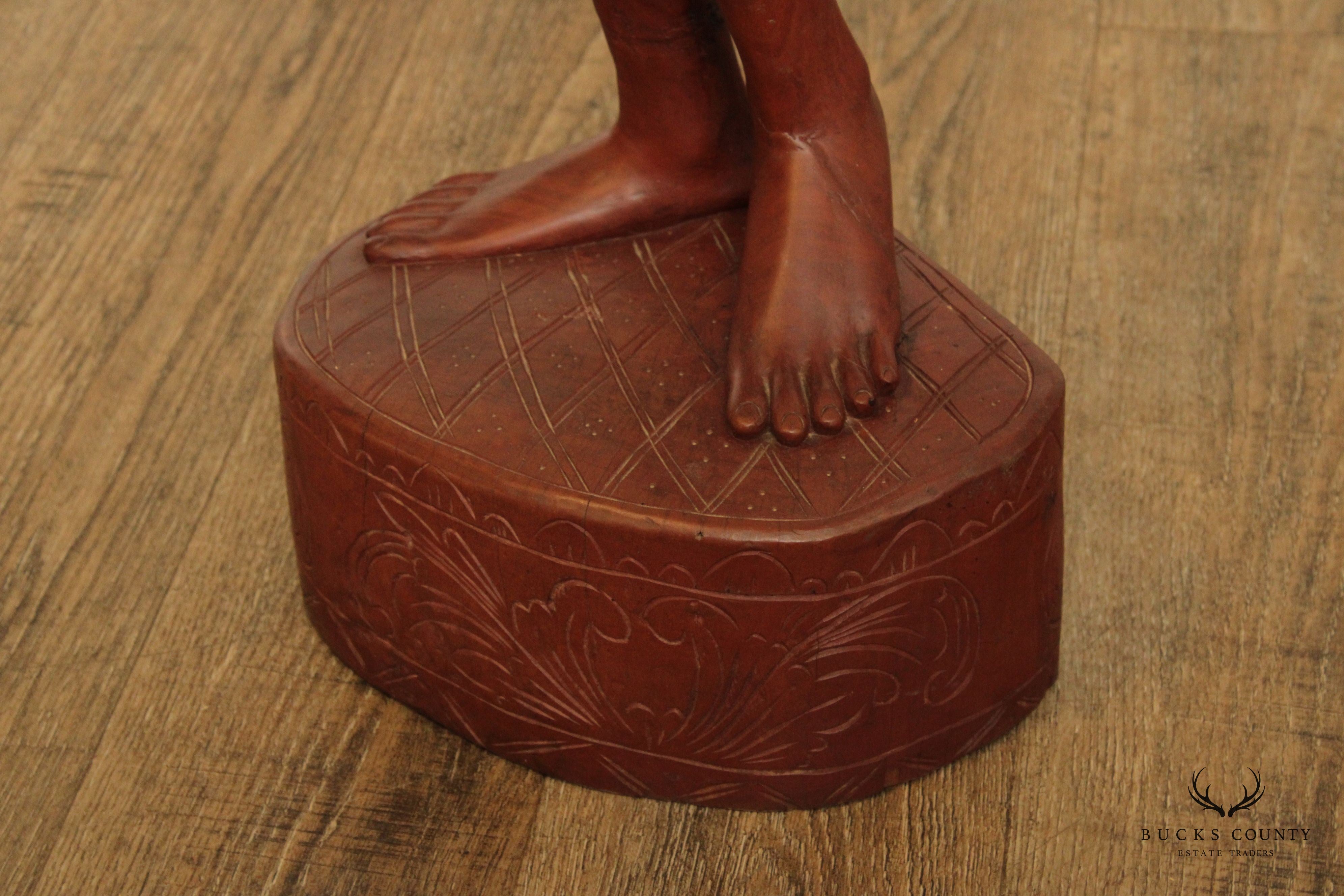 Asian Hardwood Carved Female Nude Sculpture