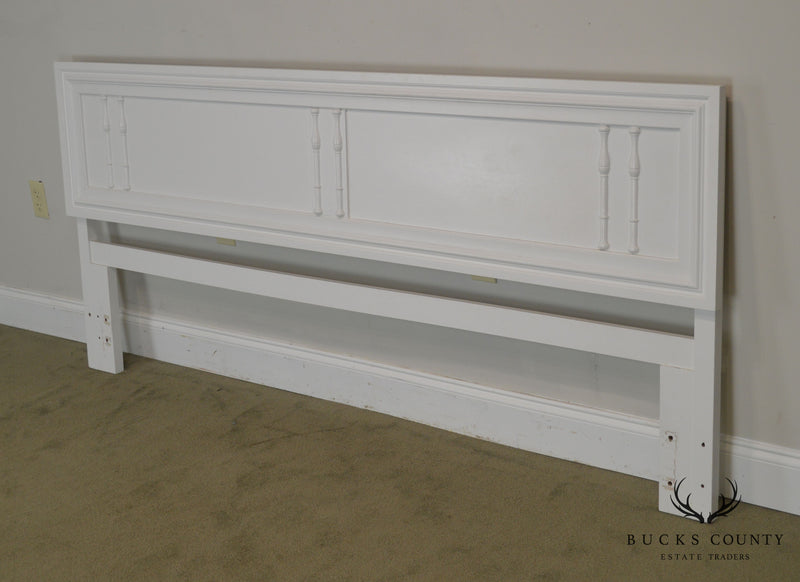 Hollywood Regency Faux Bamboo Vintage White Painted King Headboard