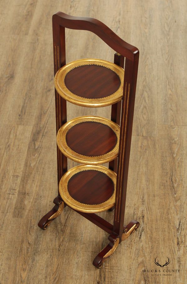 Chippendale Style Three Tier Partial Gilt Mahogany Serving Table or Muffin Stand