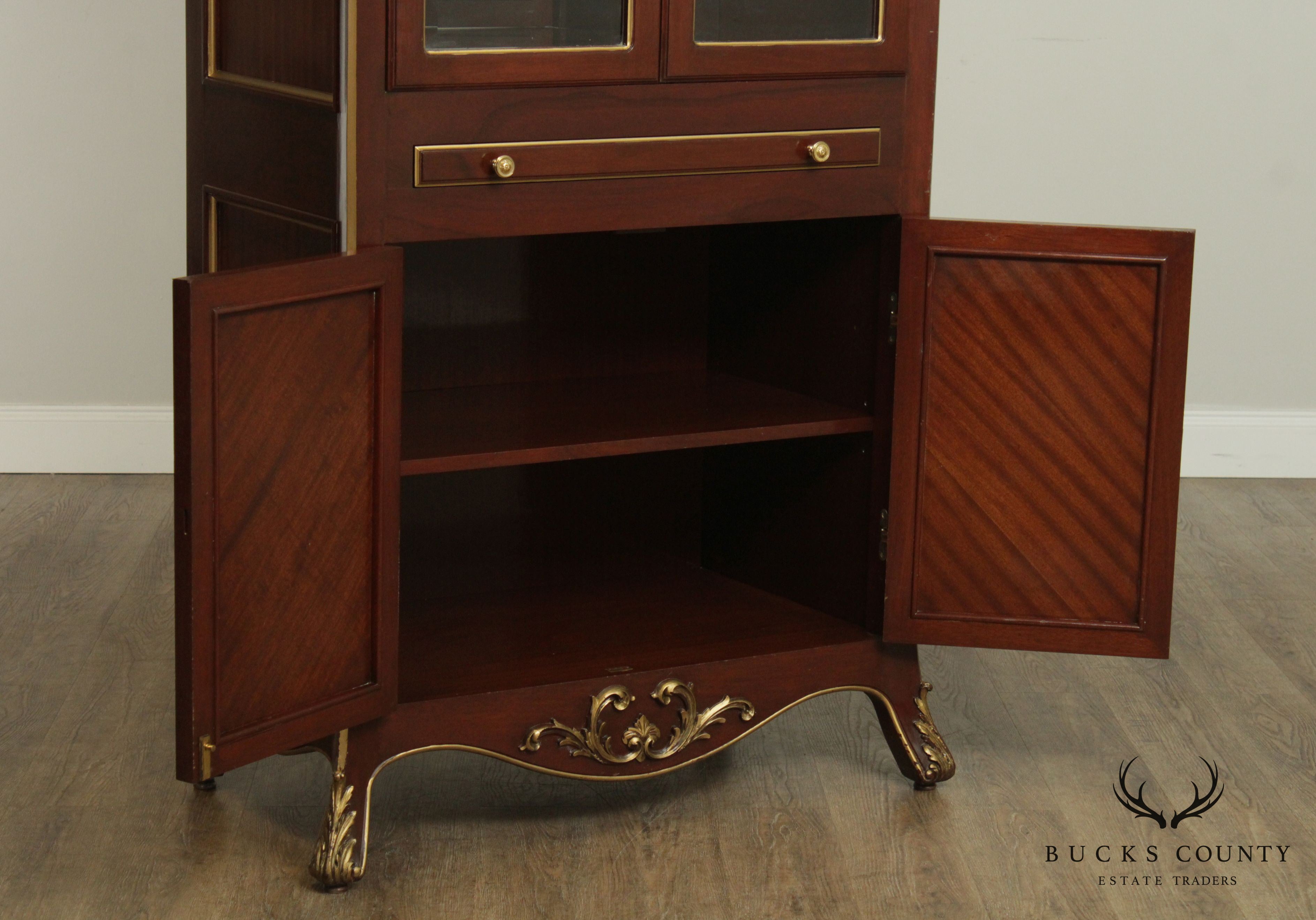 Art Nouveau Style Custom Quality Mahogany & Partial Gilt China Cabinets